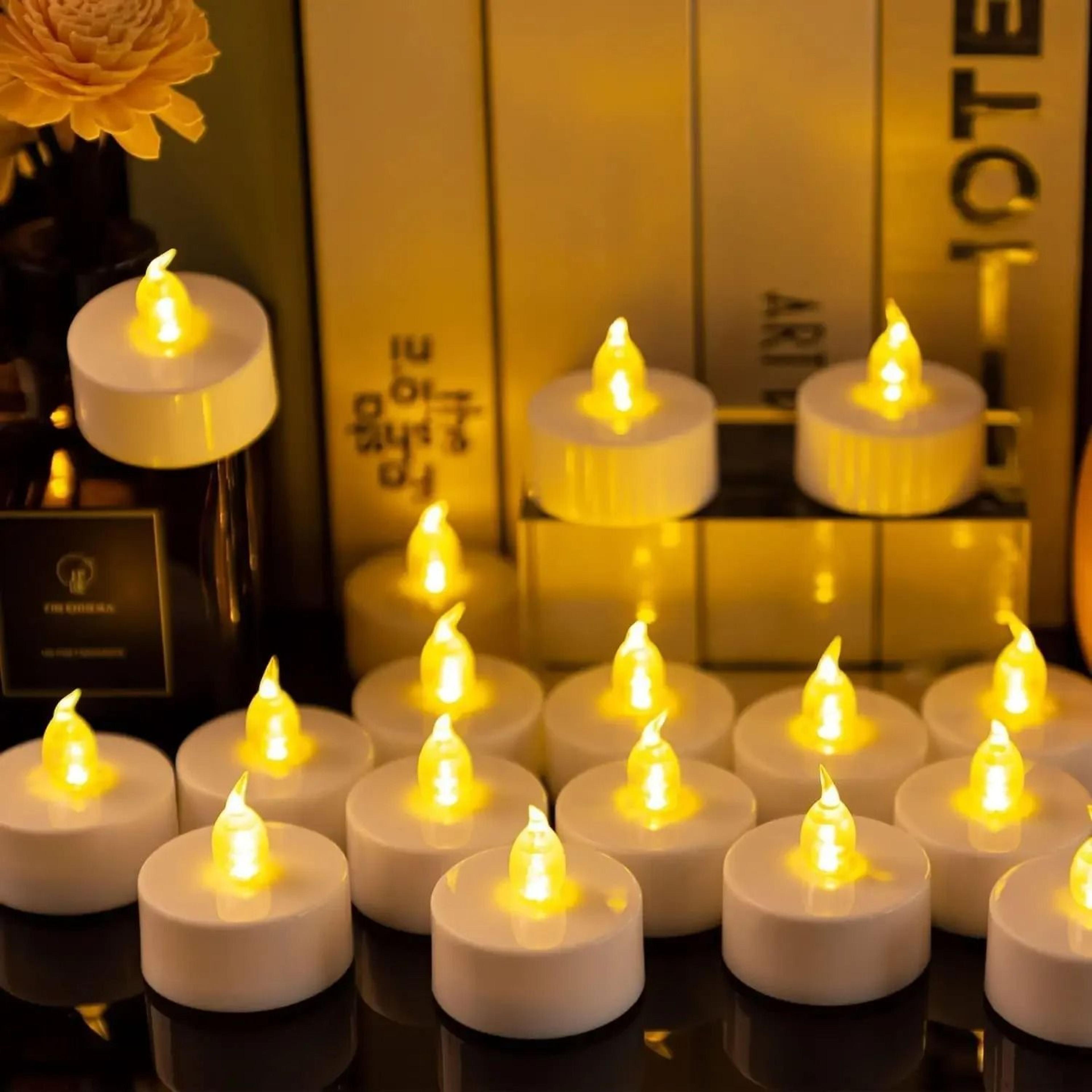 24 pcs flameless led creative wishing tea light candles warm white flickering lights for party decor