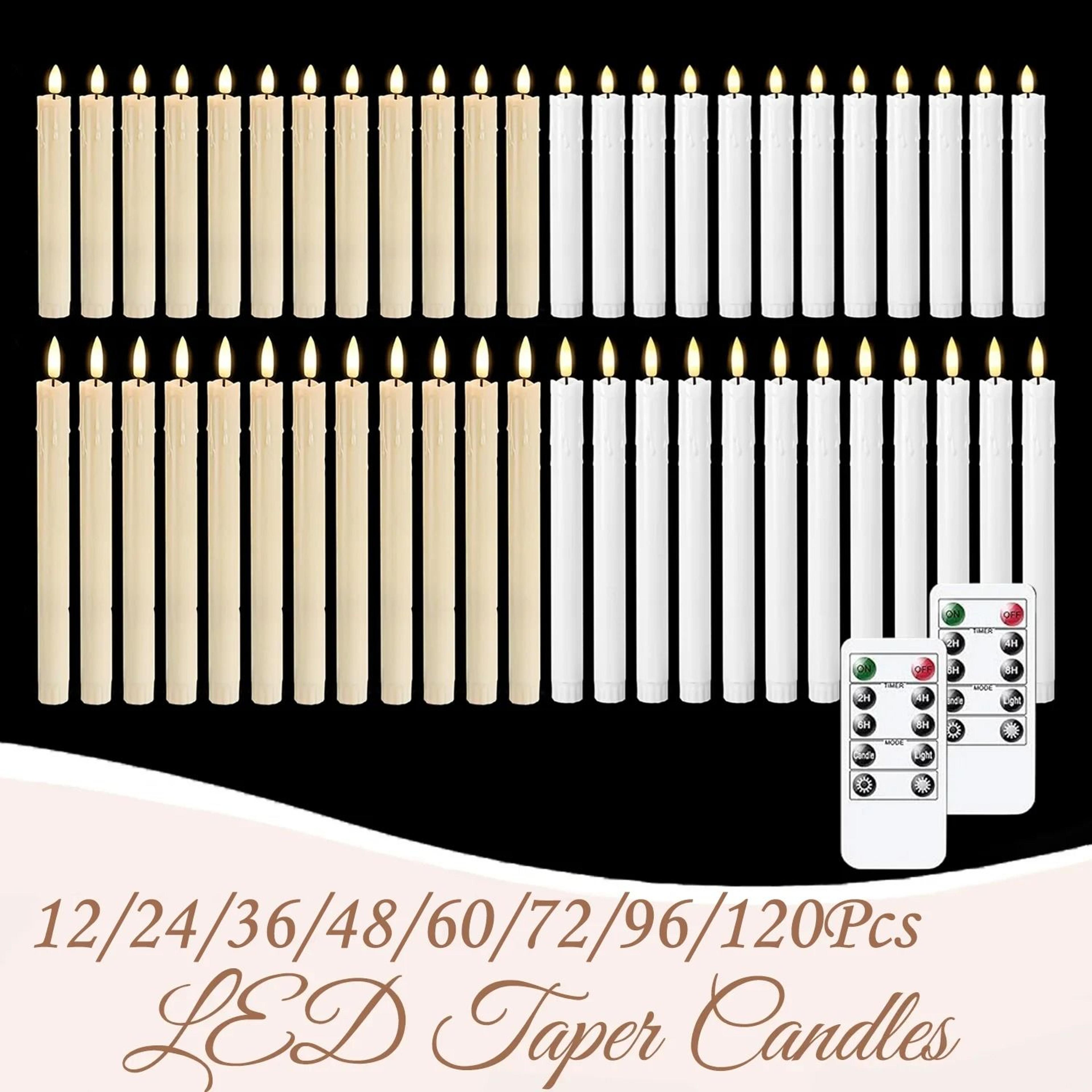 12 to 120 pcs flameless led taper candles battery flickering floating lights for wedding holiday decor