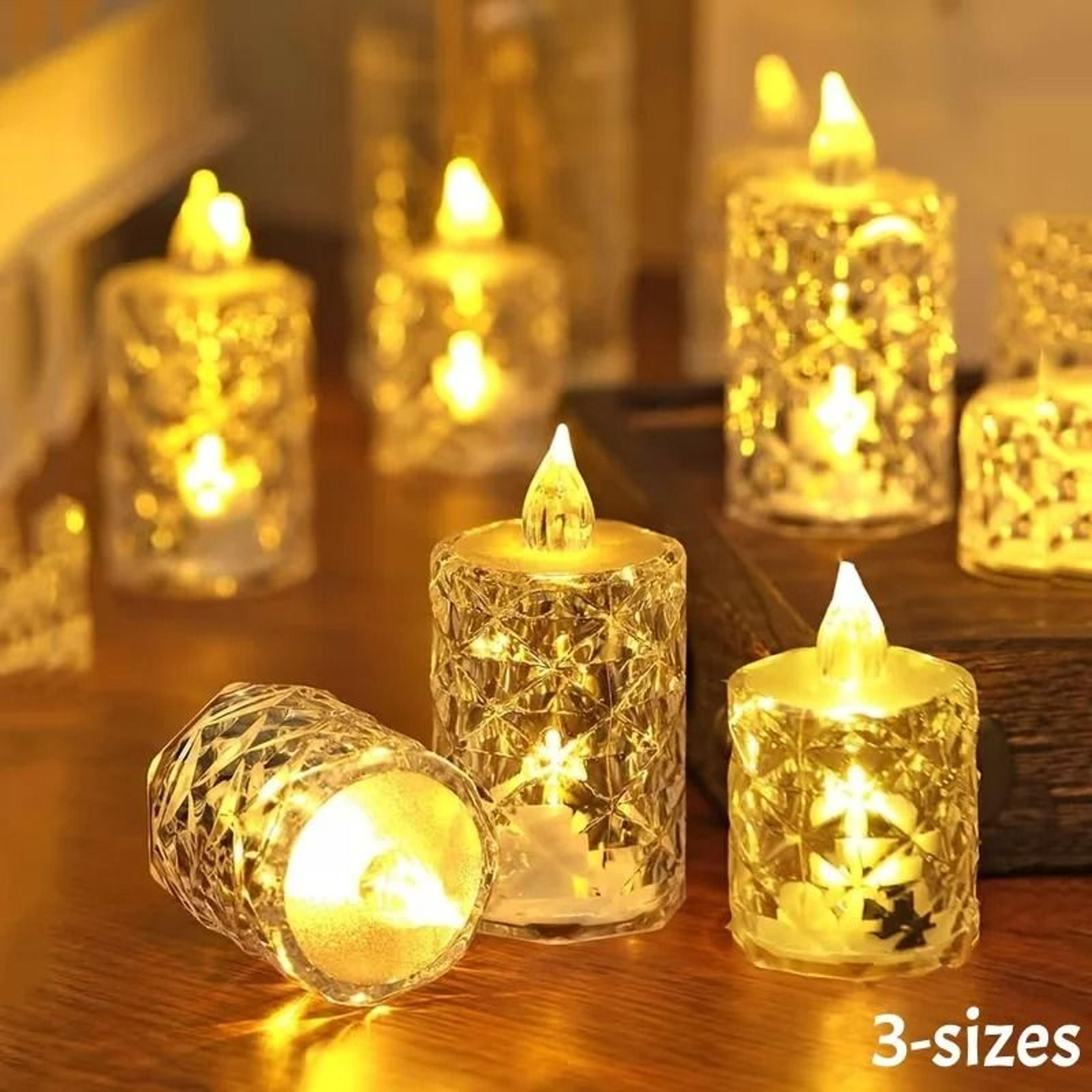 4 pcs crystal flameless led tea light candles battery operated flickering flame lights for wedding decor