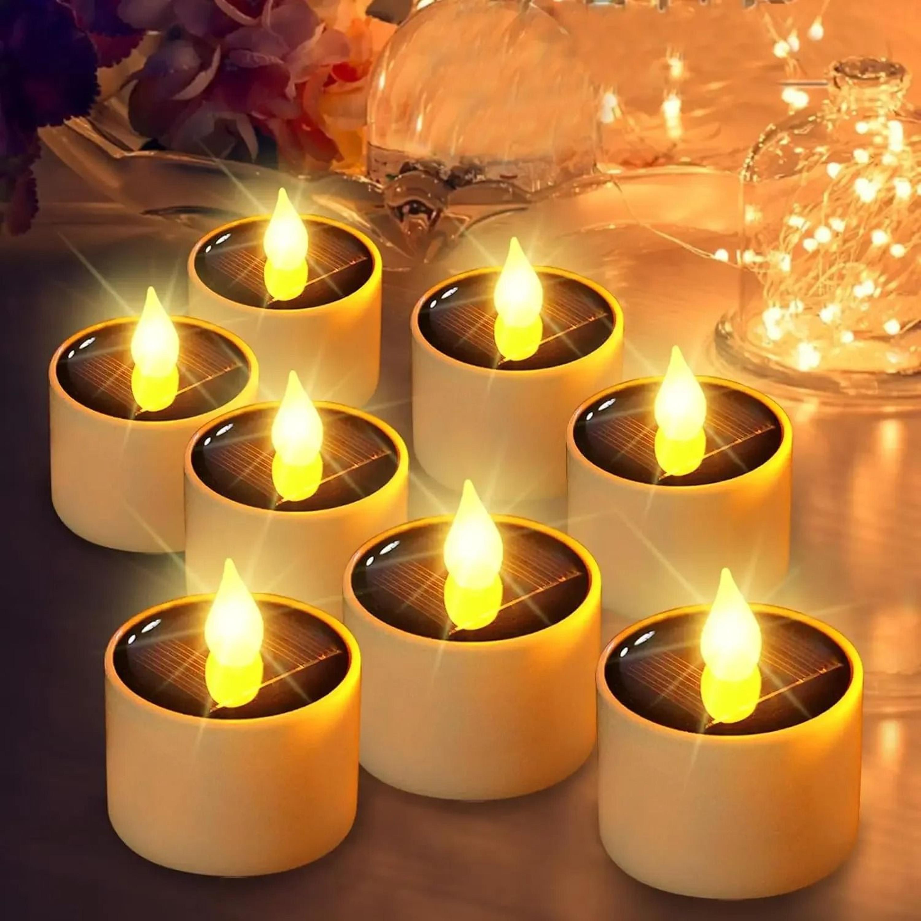 solar powered led flameless tea light candles outdoor waterproof electronic night lights for garden decor