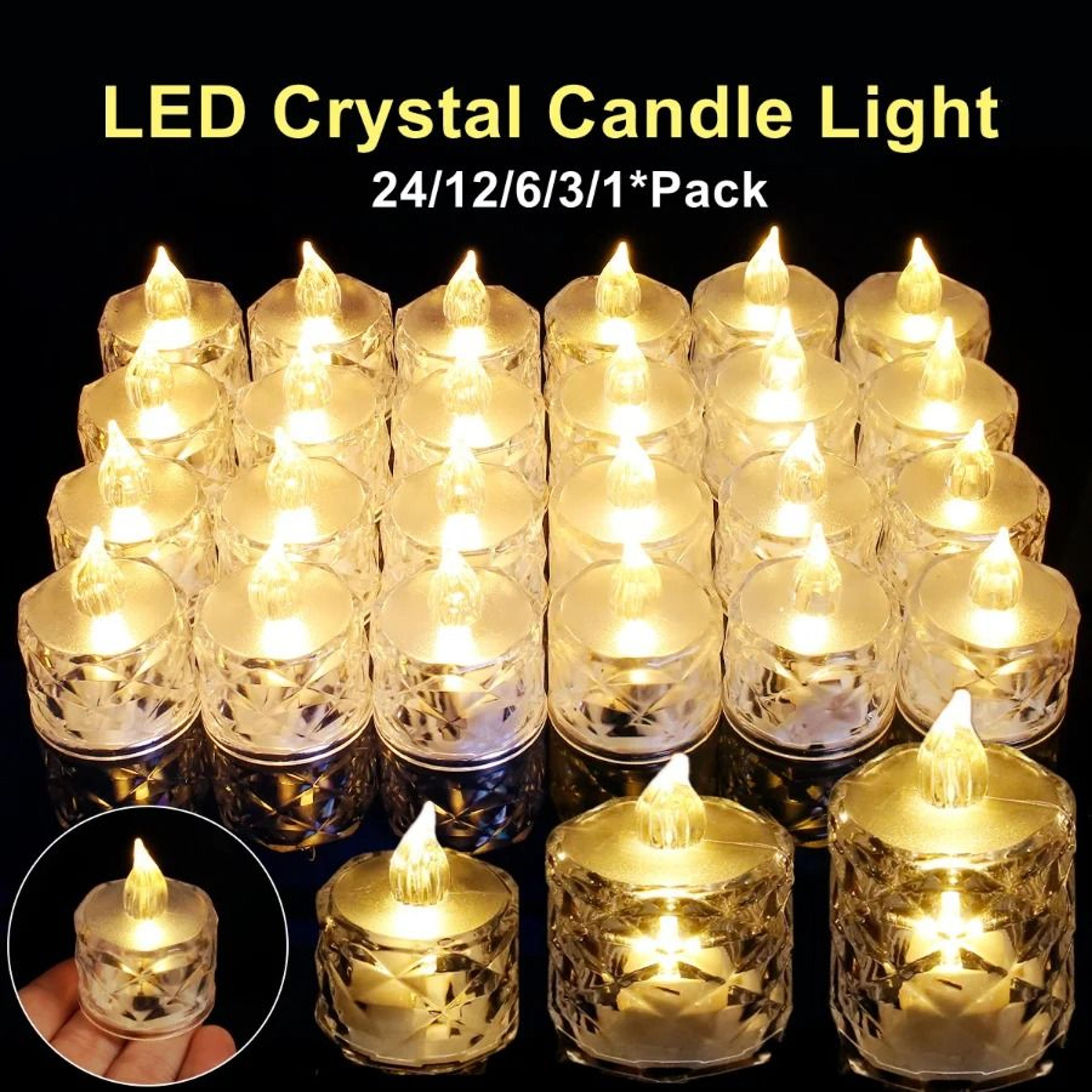 crystal flameless led electronic candle light battery flickering night lamp for dating party wedding decor