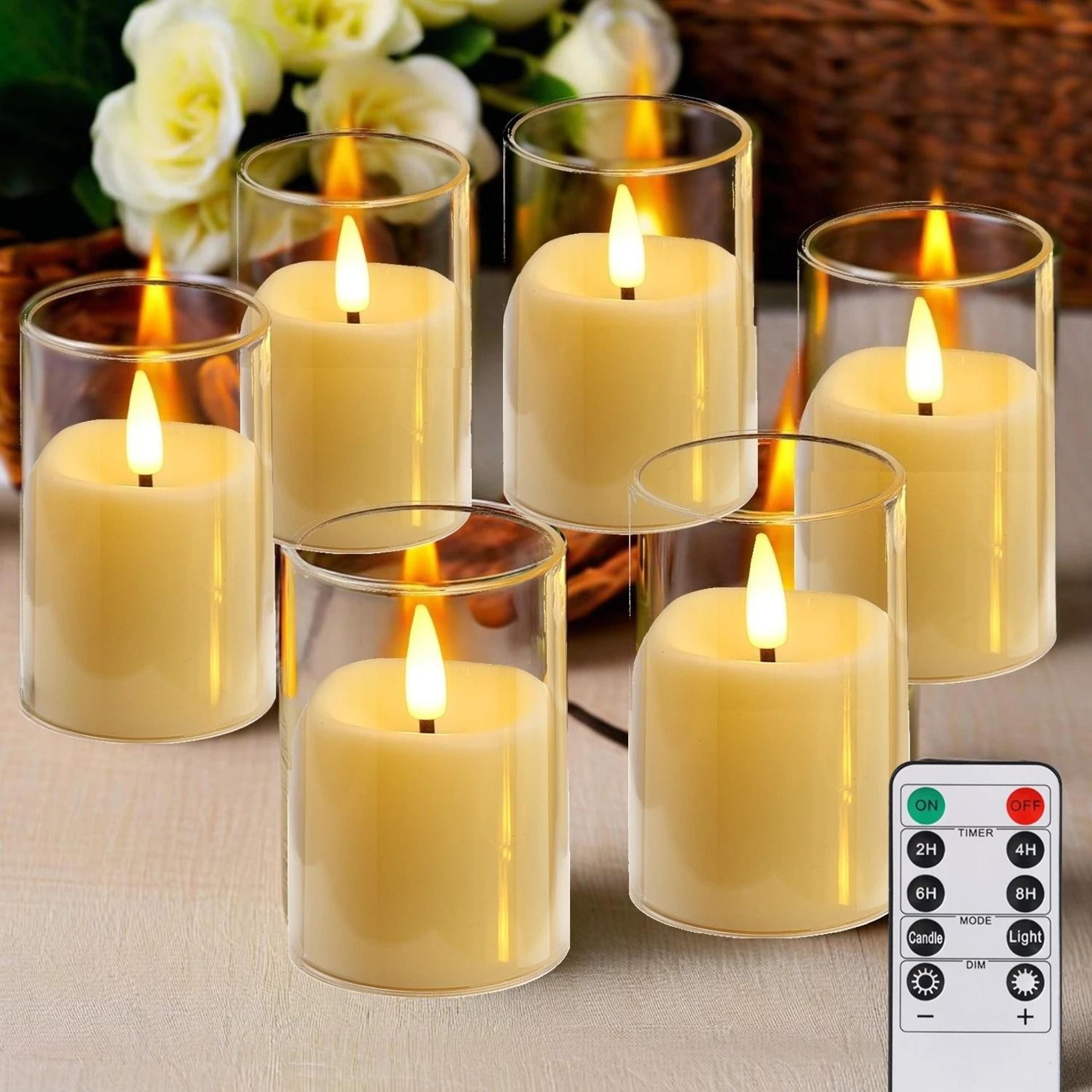 6, 12, or 24 pcs acrylic glass flameless led candles battery flickering lights for wedding christmas decor