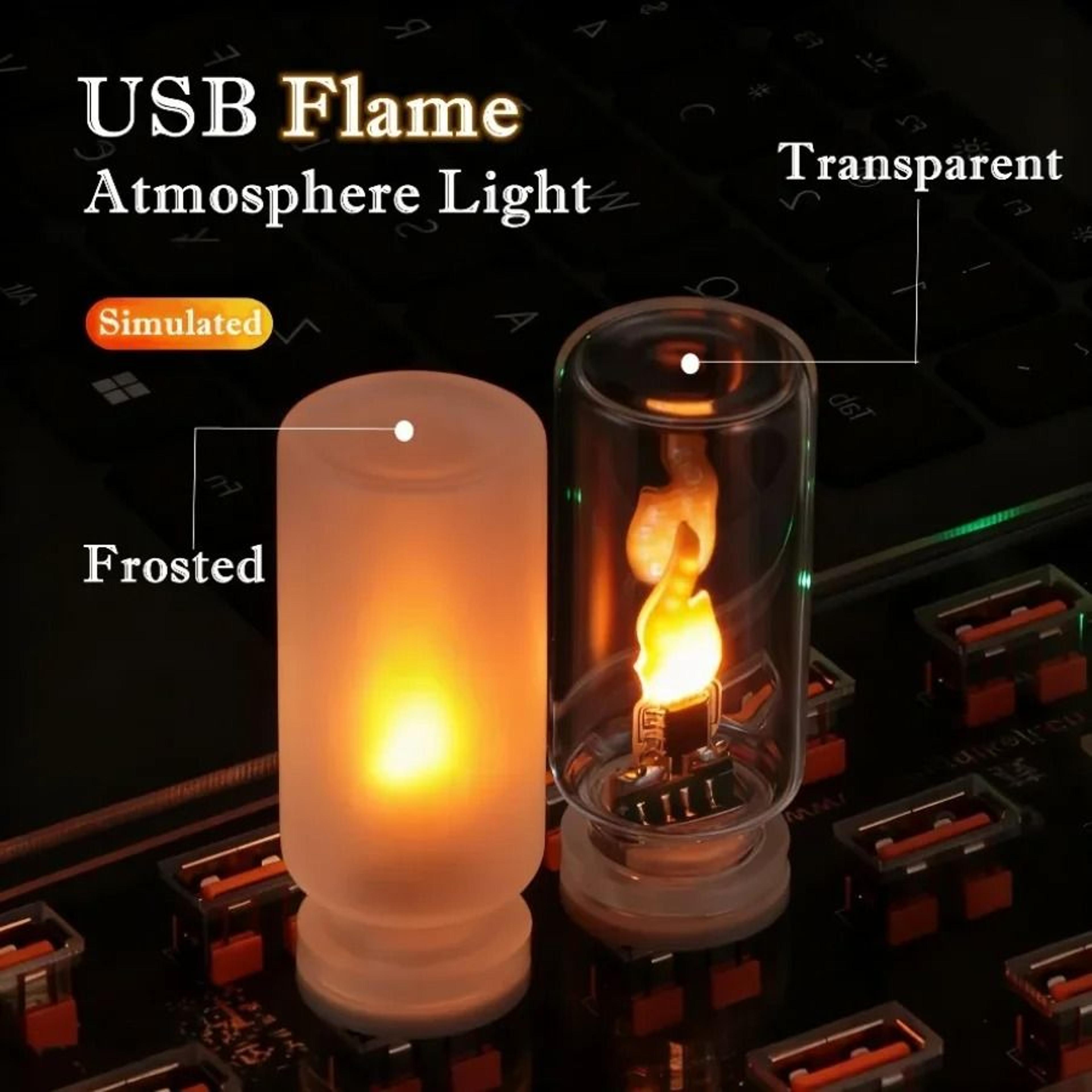 usb flame flickering led frosted clear glass candle light simulated night lamp for home car laptop decor