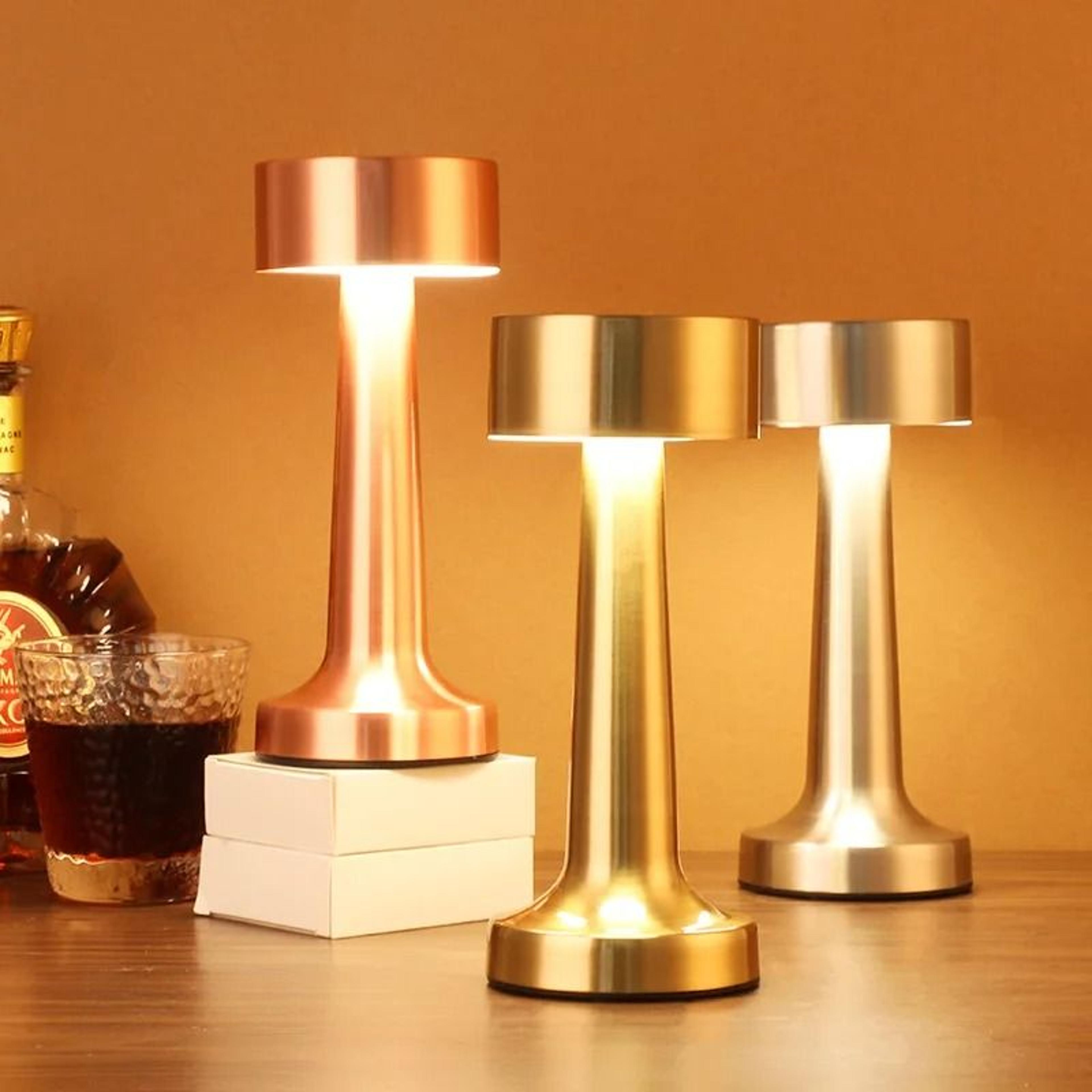retro rechargeable touch metal led table lamp 3-color dimmable ambient night light for bar restaurant home decor