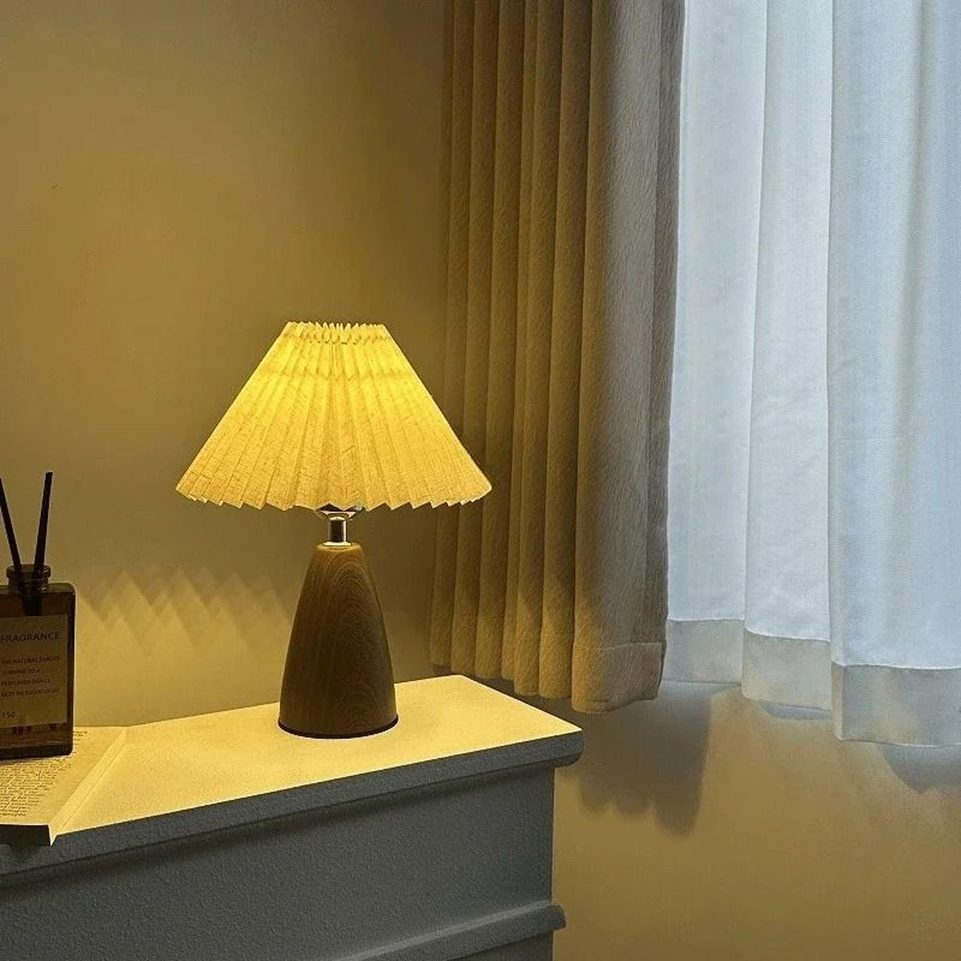 retro pleated led table lamp usb bedside ambient night light for bedroom living room decor