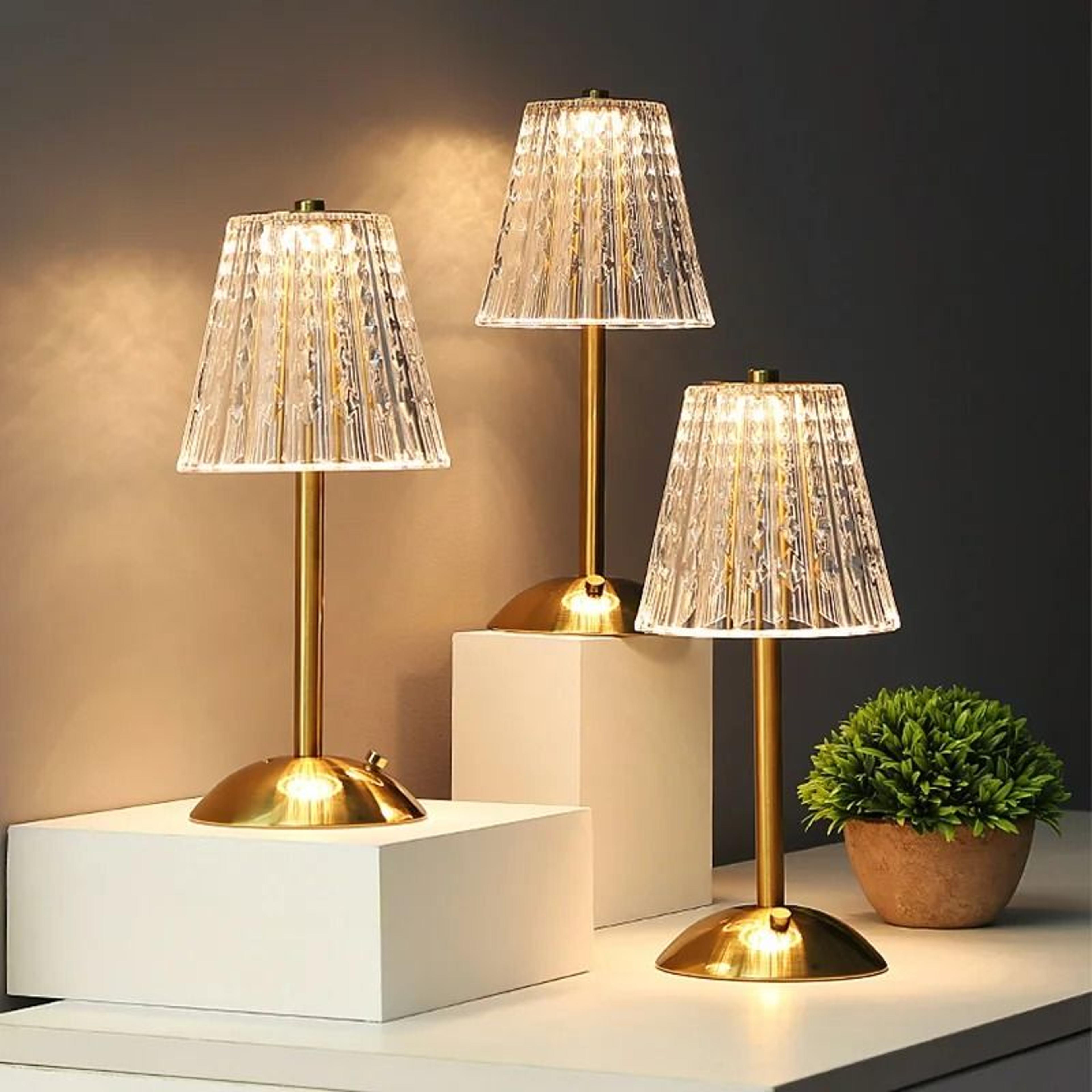 nordic crystal rechargeable golden led lamp touch dimmable table light