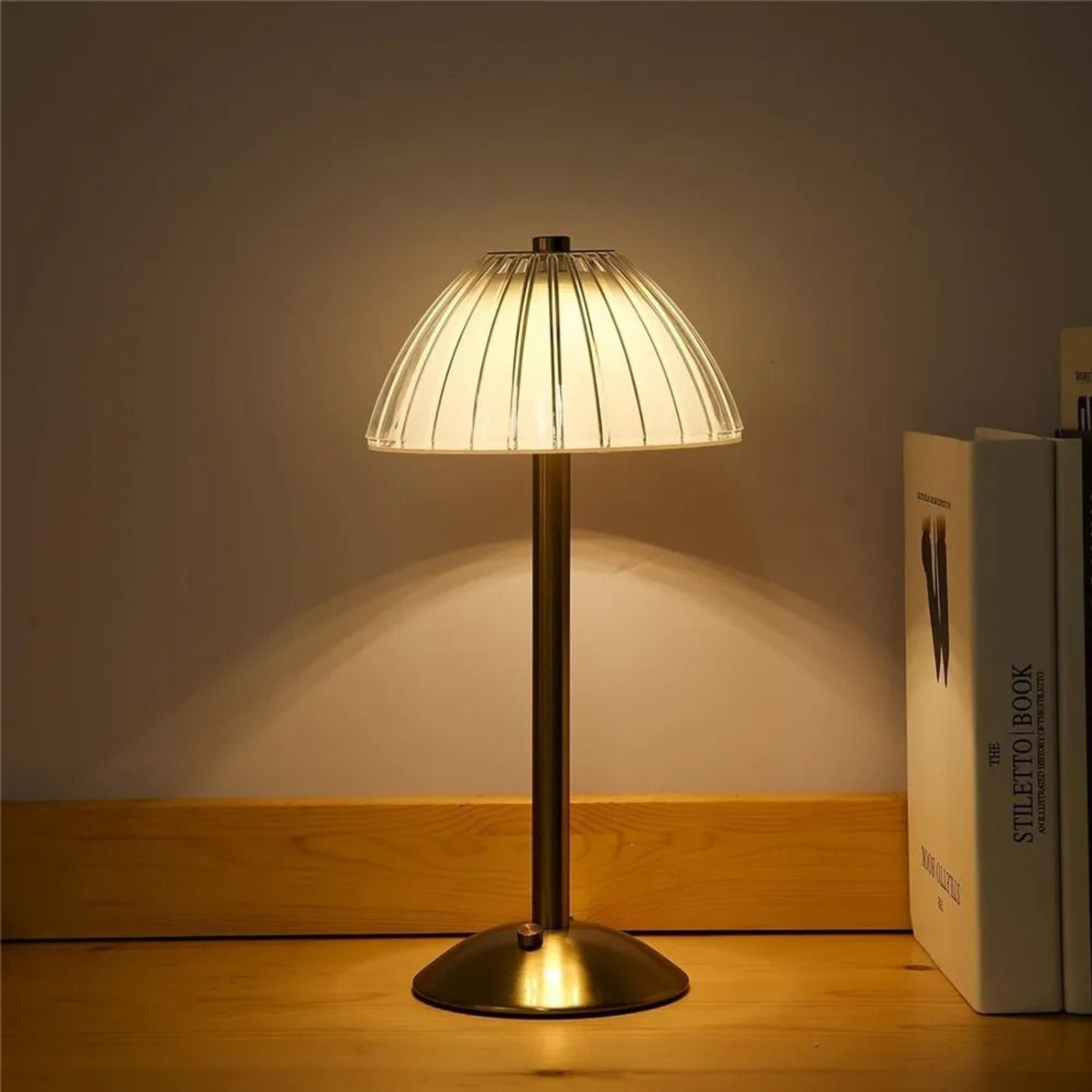 crystal table lamp trichromatic dimming cordless night light for bedroom living room