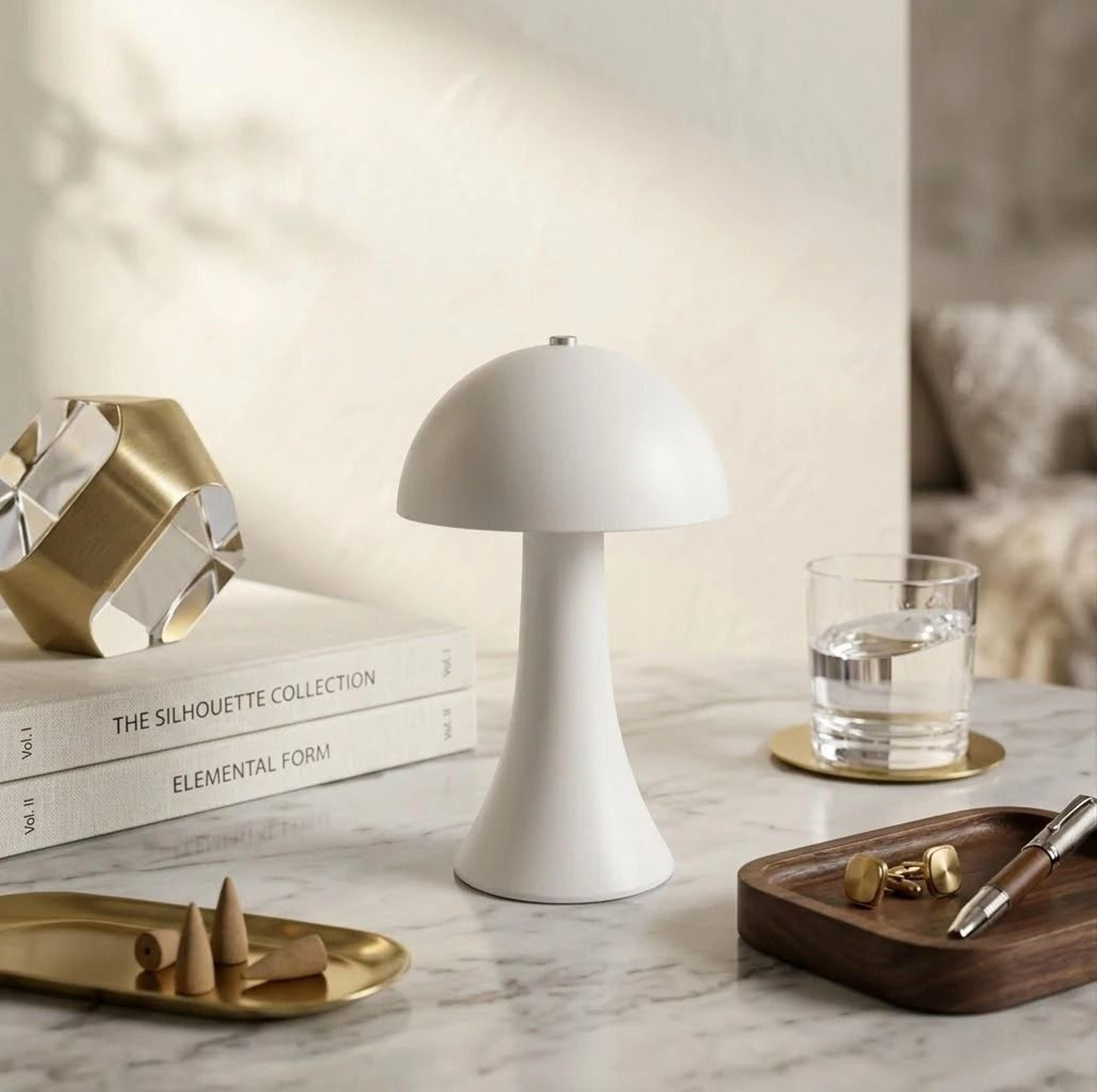 retro mushroom led table lamp touch dimmable rechargeable desk light for bedroom bar