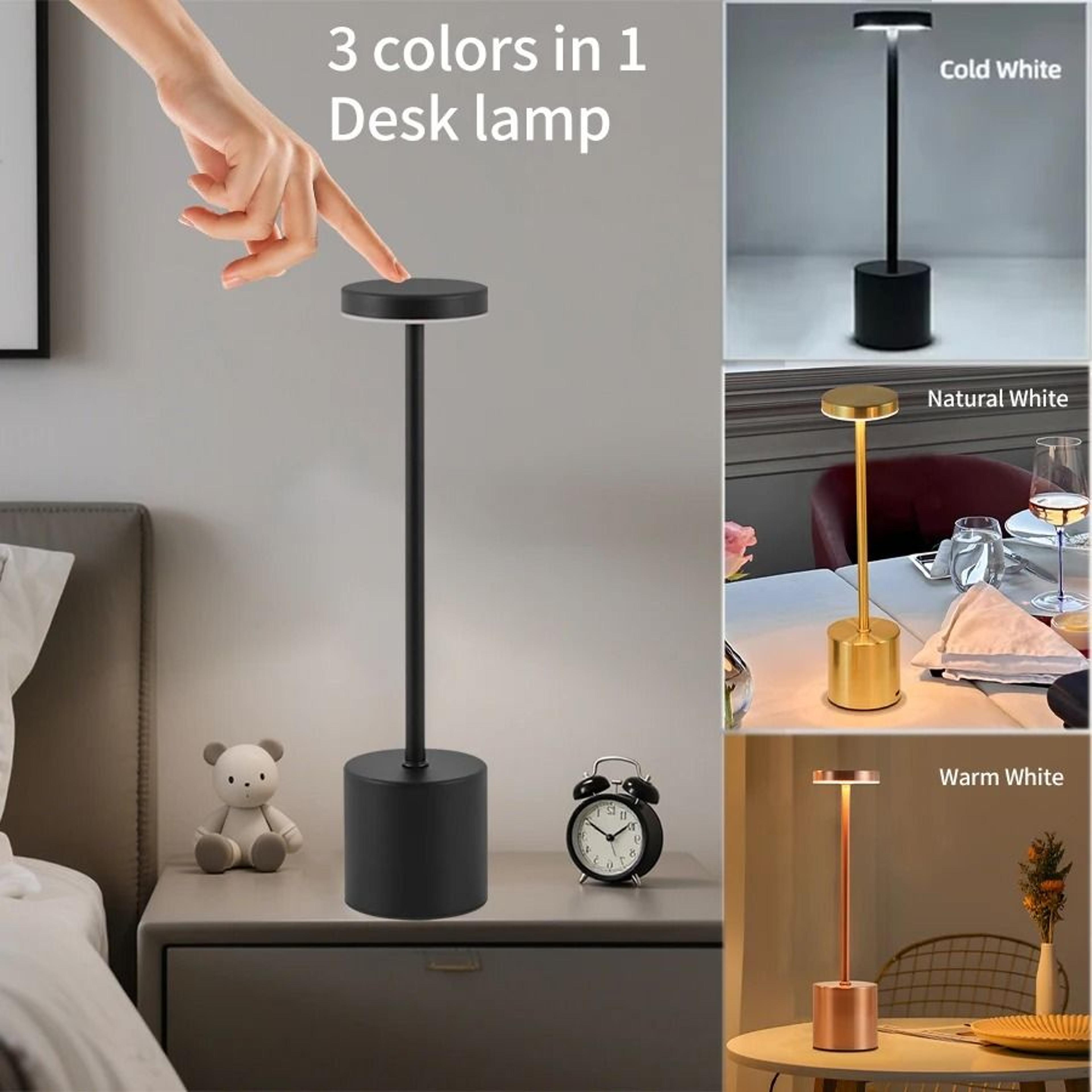 3 colors in 1 touch led table lamp type c rechargeable night light for bar club decor