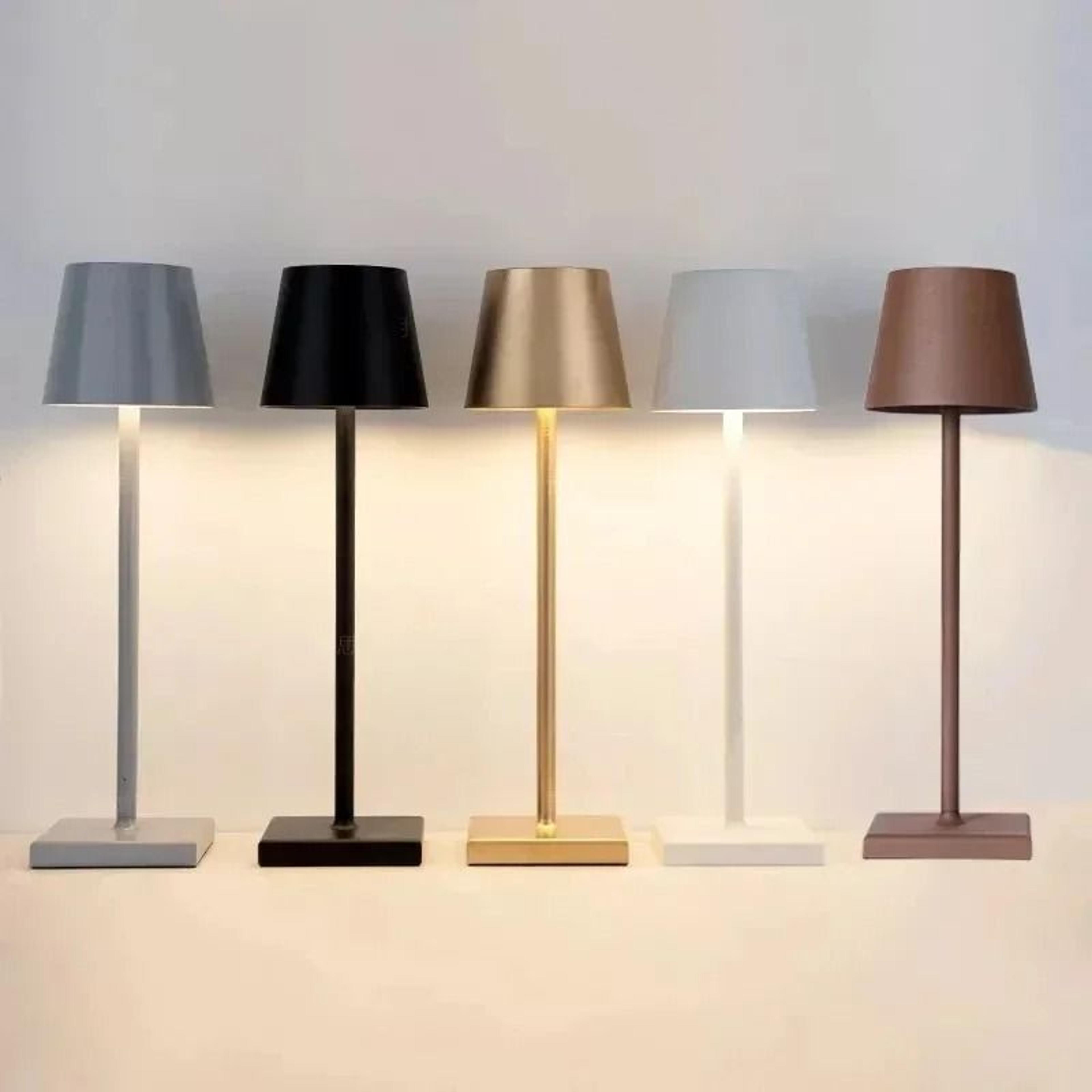 cordless led dimmable table lamp metallic black night light for indoor outdoor restaurant