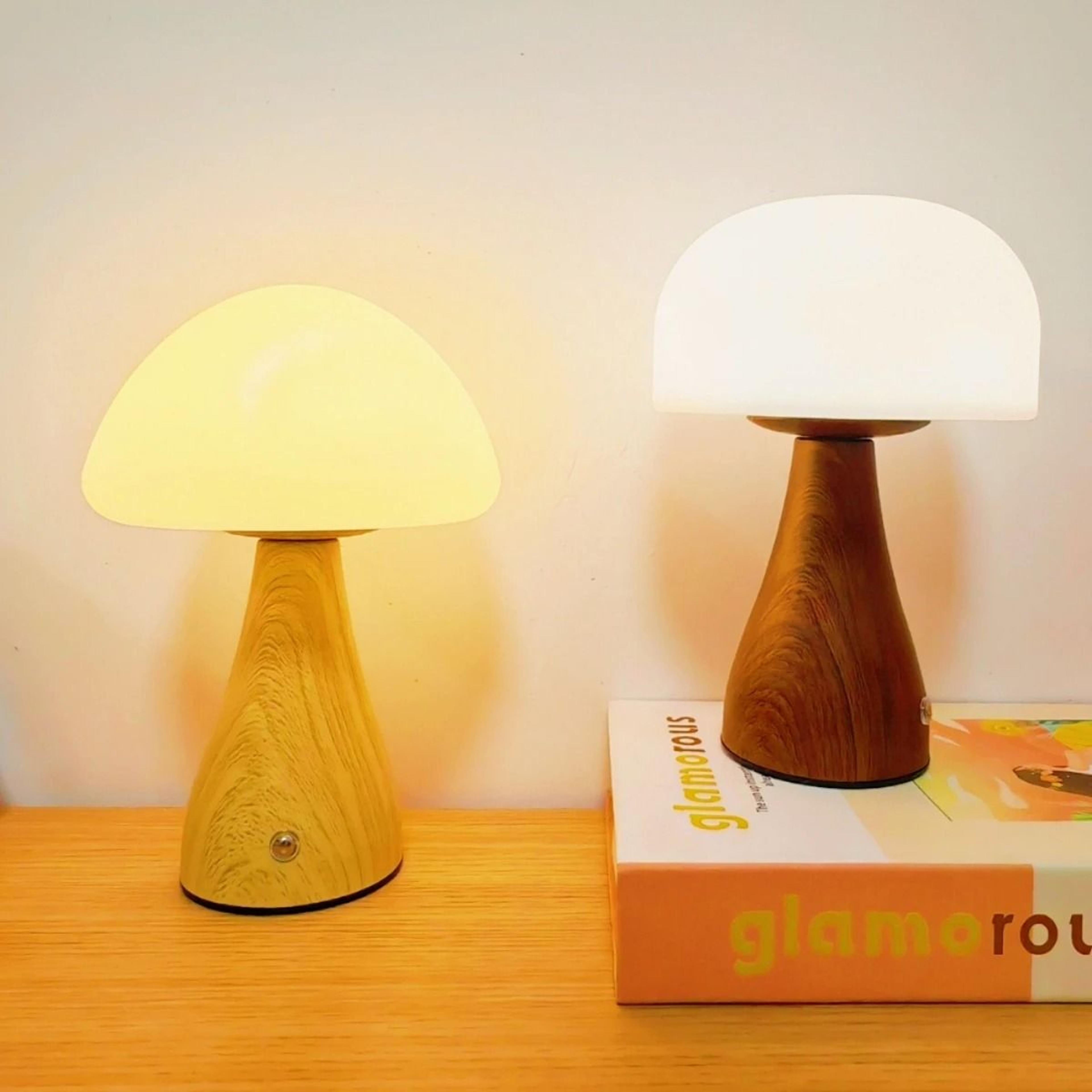 modern nordic white mushroom led desk lamp touch dimmable usb rechargeable night light