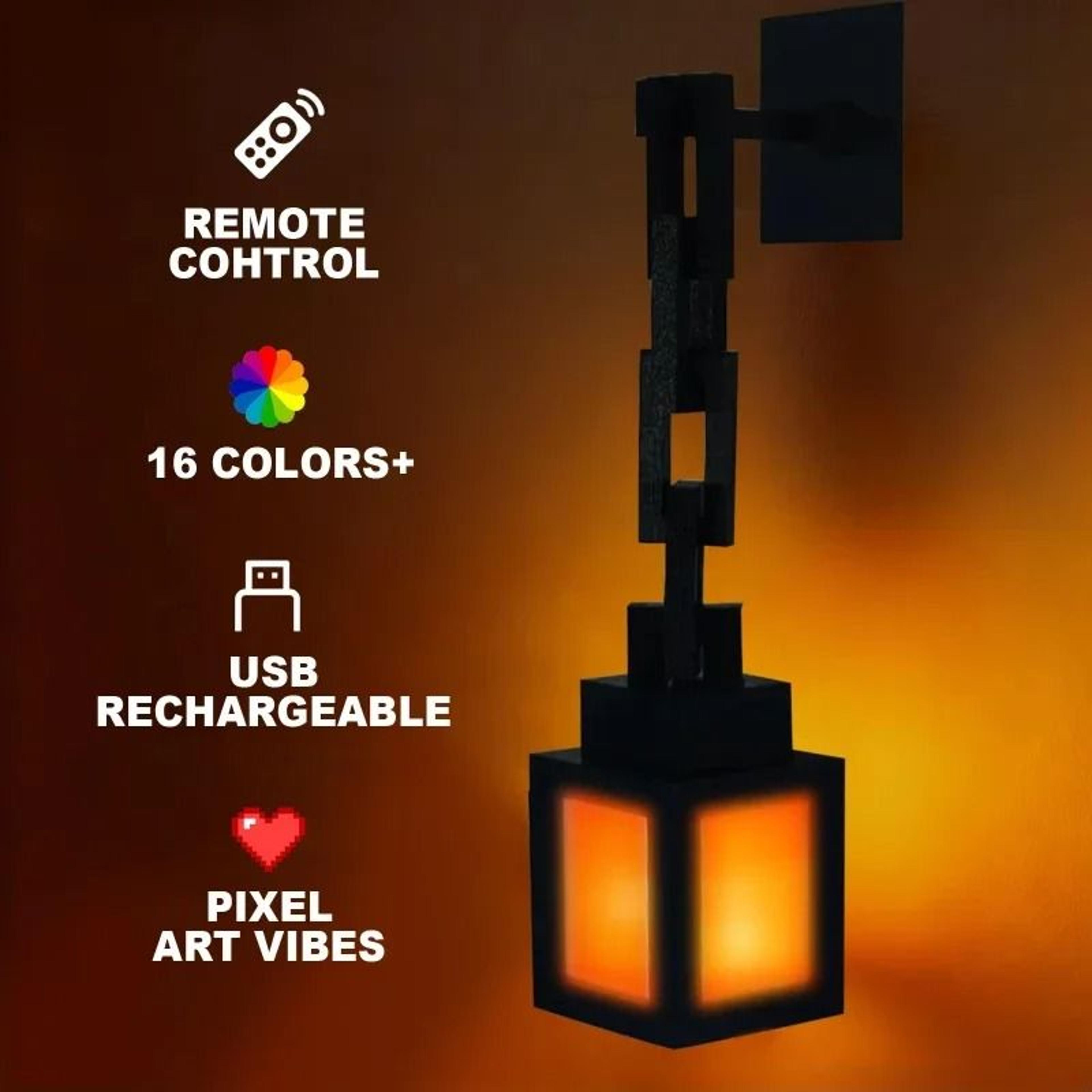 pixel style portable lantern tabletop light 16 color diy festival atmosphere lamp