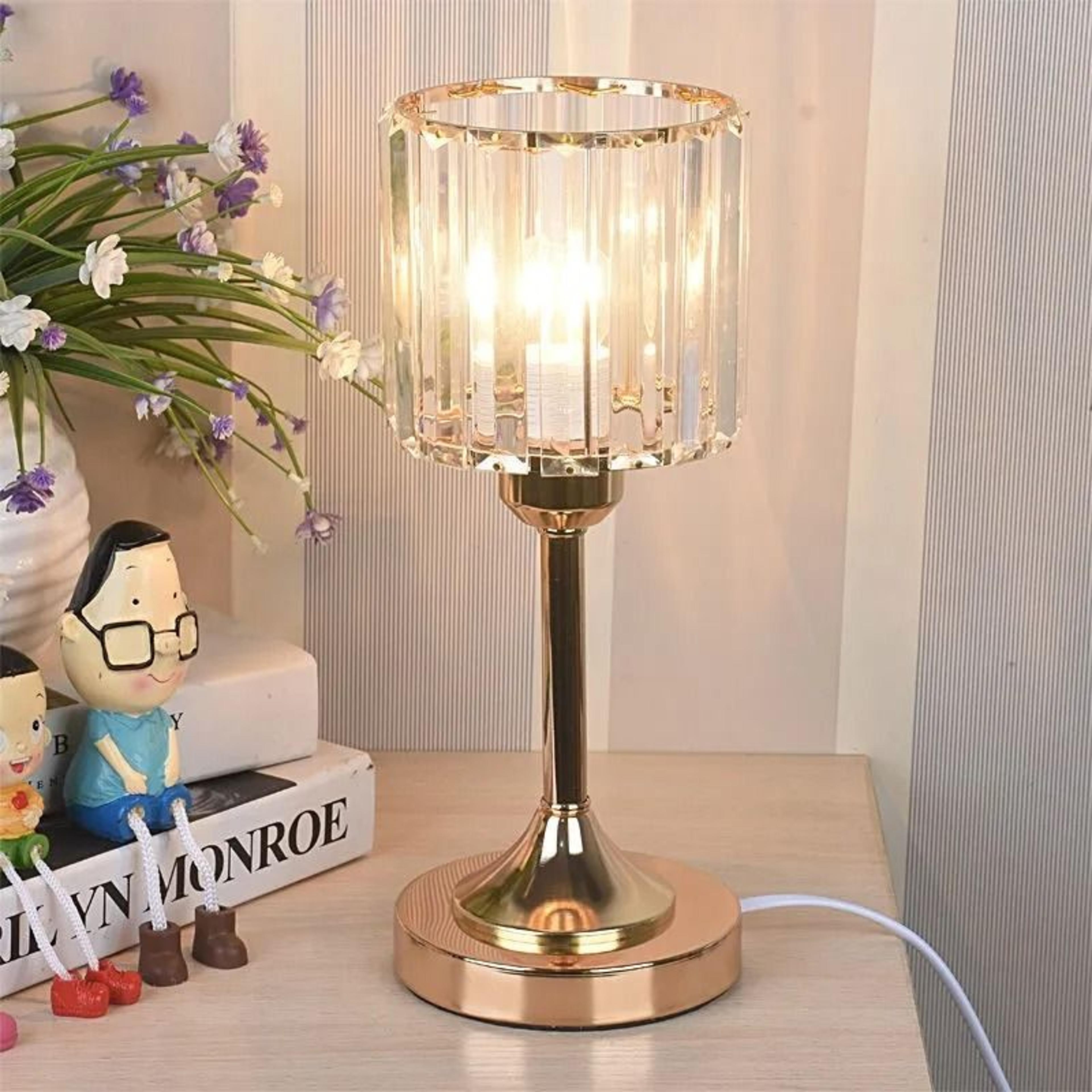 led crystal table lamp usb charging bedside desk light for living room decor gold black