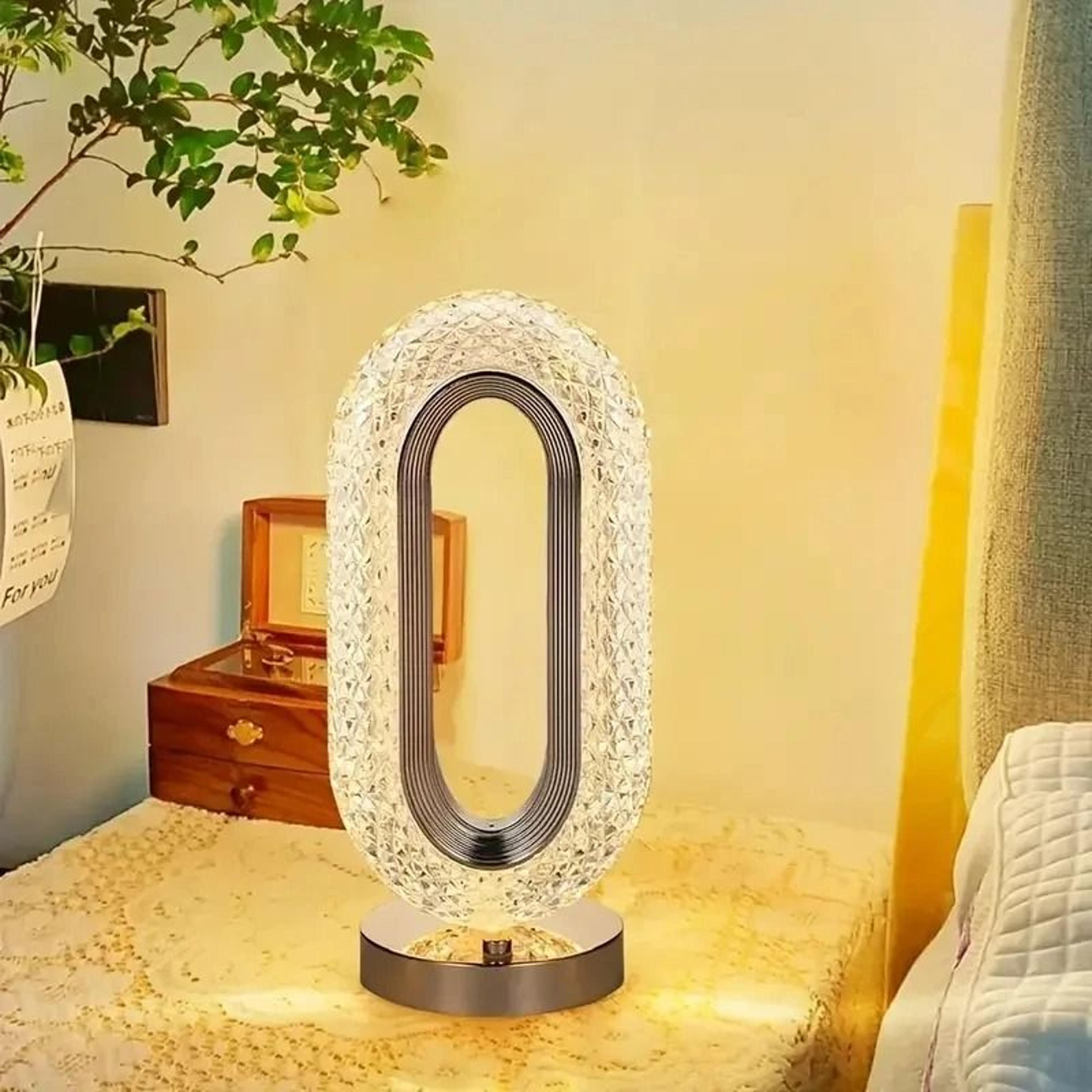 luxury oval crystal table lamp usb charging bedside night light for bedroom office decor