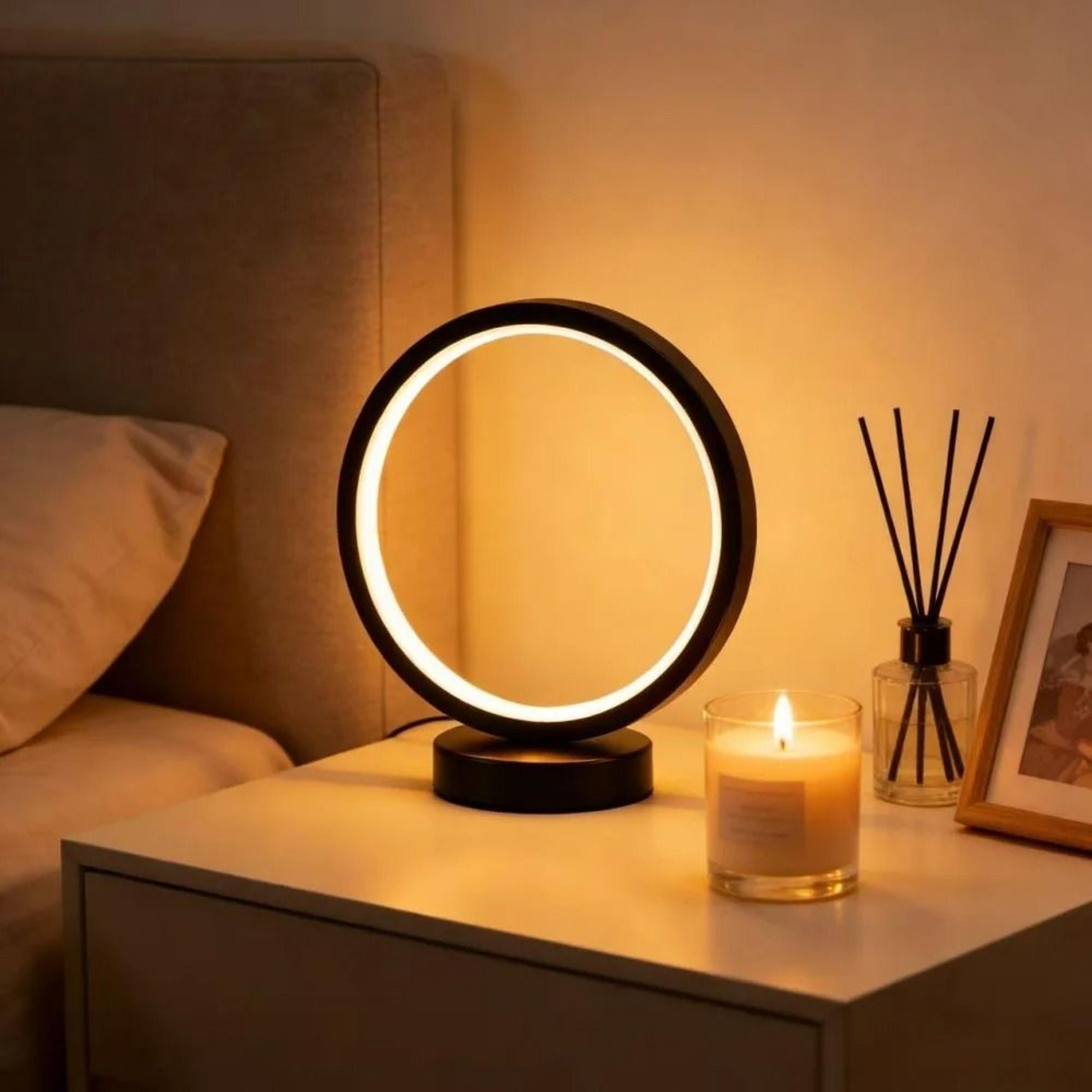 nordic circular wrought iron led table lamp 5v usb tri color desk light for bedroom study