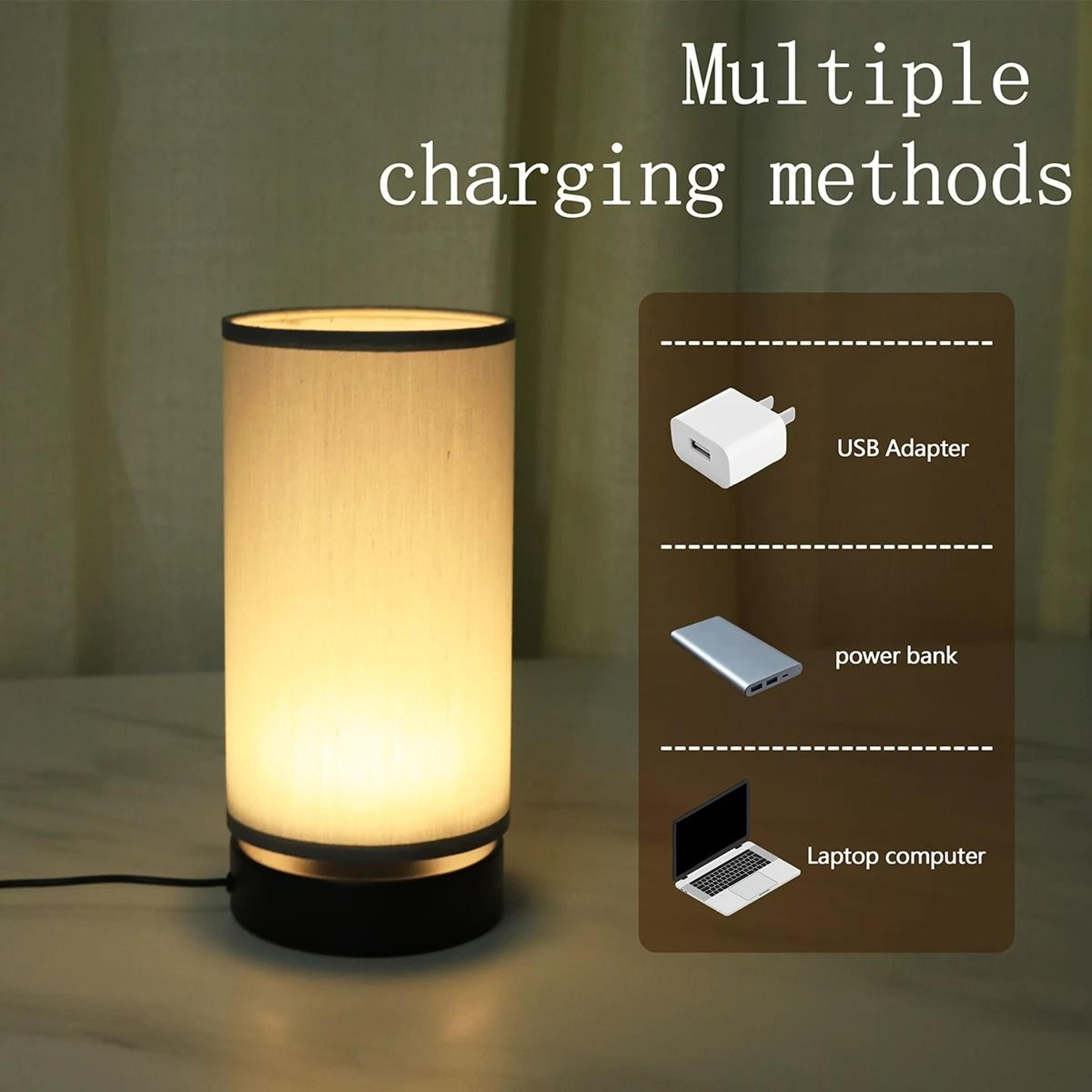 modern minimalist fabric warm light desk lamp usb switch bedside ambient night light for bedroom