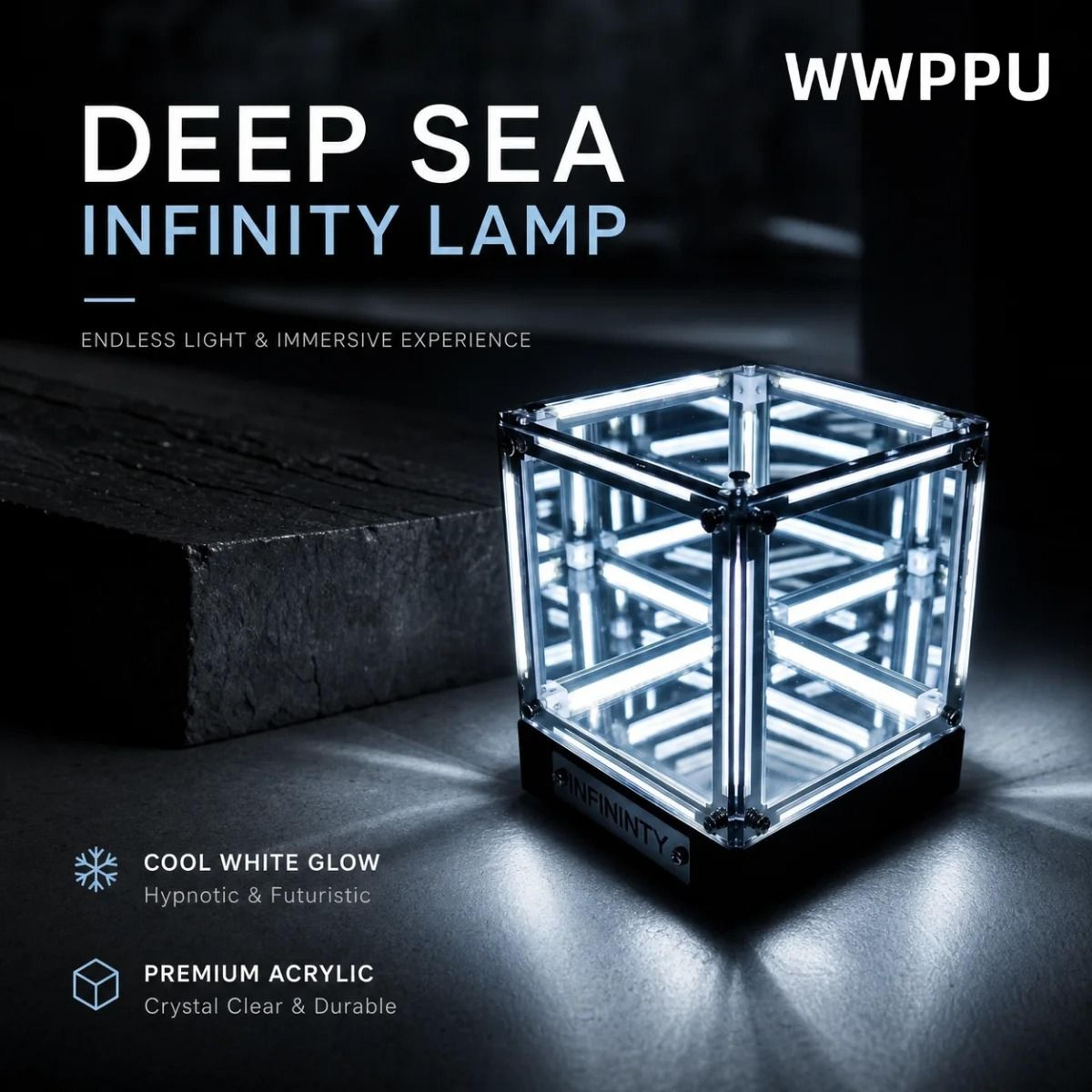 wwppu hypercube led table lamp multi-layer infinity mirror projection abyss box for geek room decor