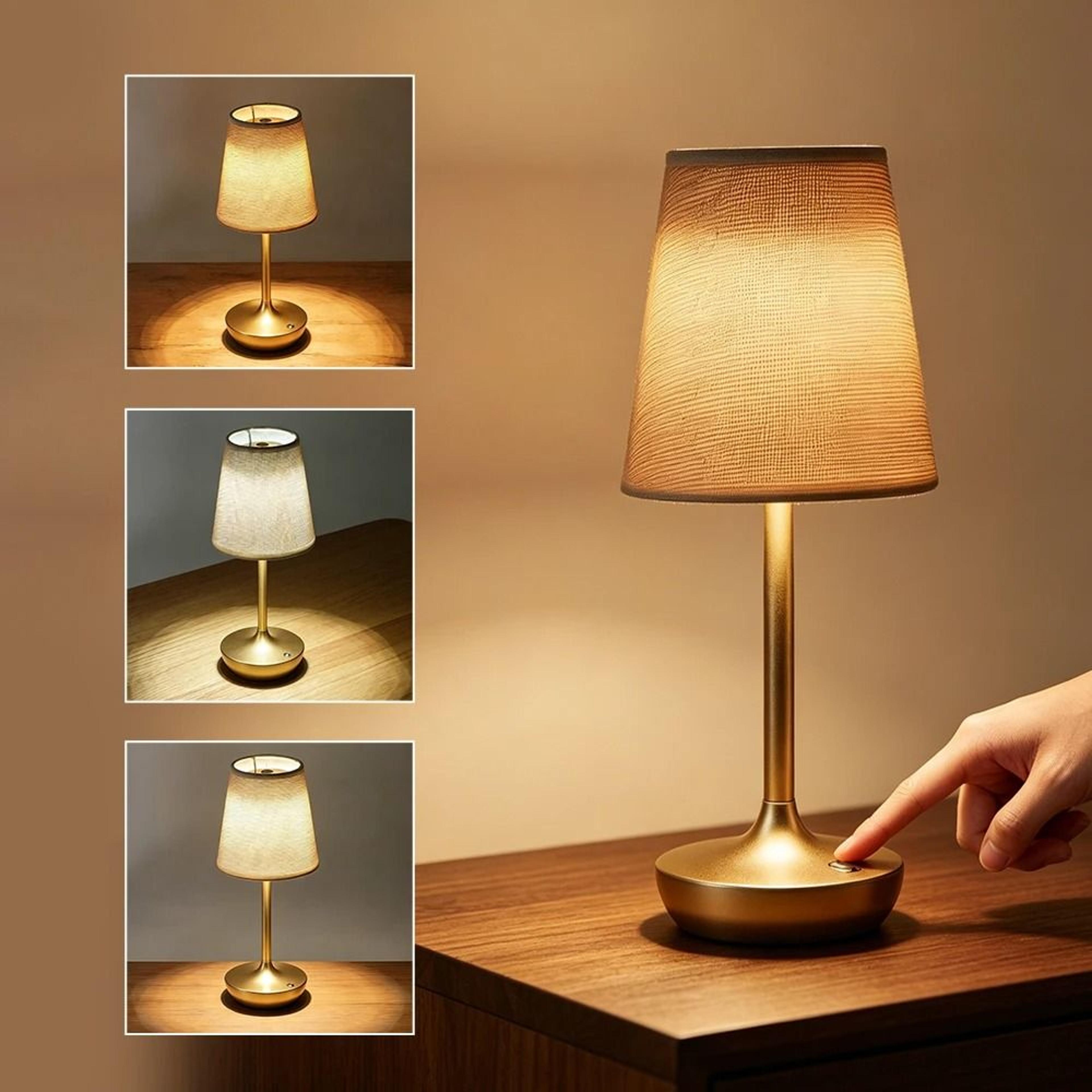 rechargeable led table lamp simple classic desk light dimmable usb fabric shade bedside decor