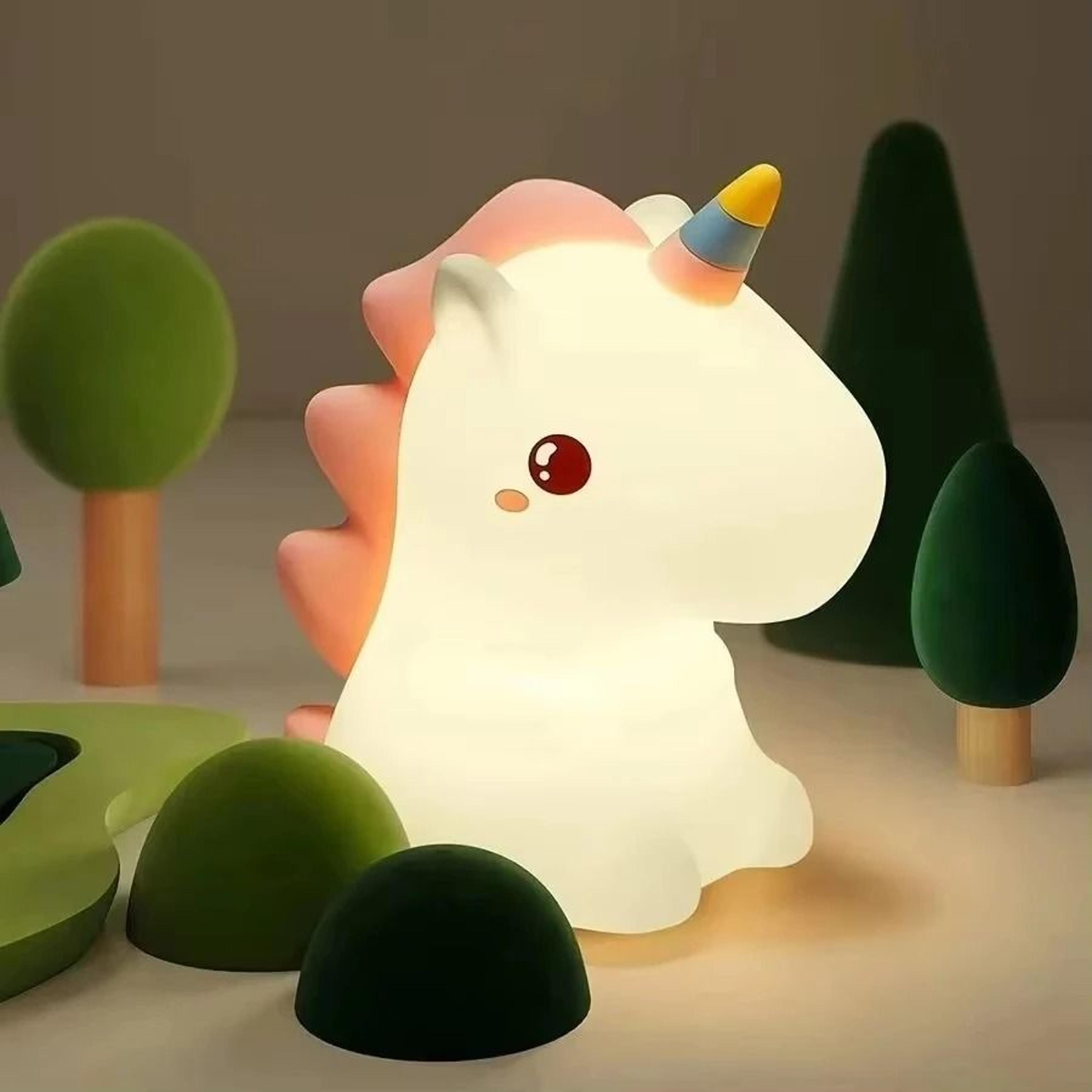 unicorn cute silicone led night light usb rechargeable touch animal lamp for kids bedroom decor gift