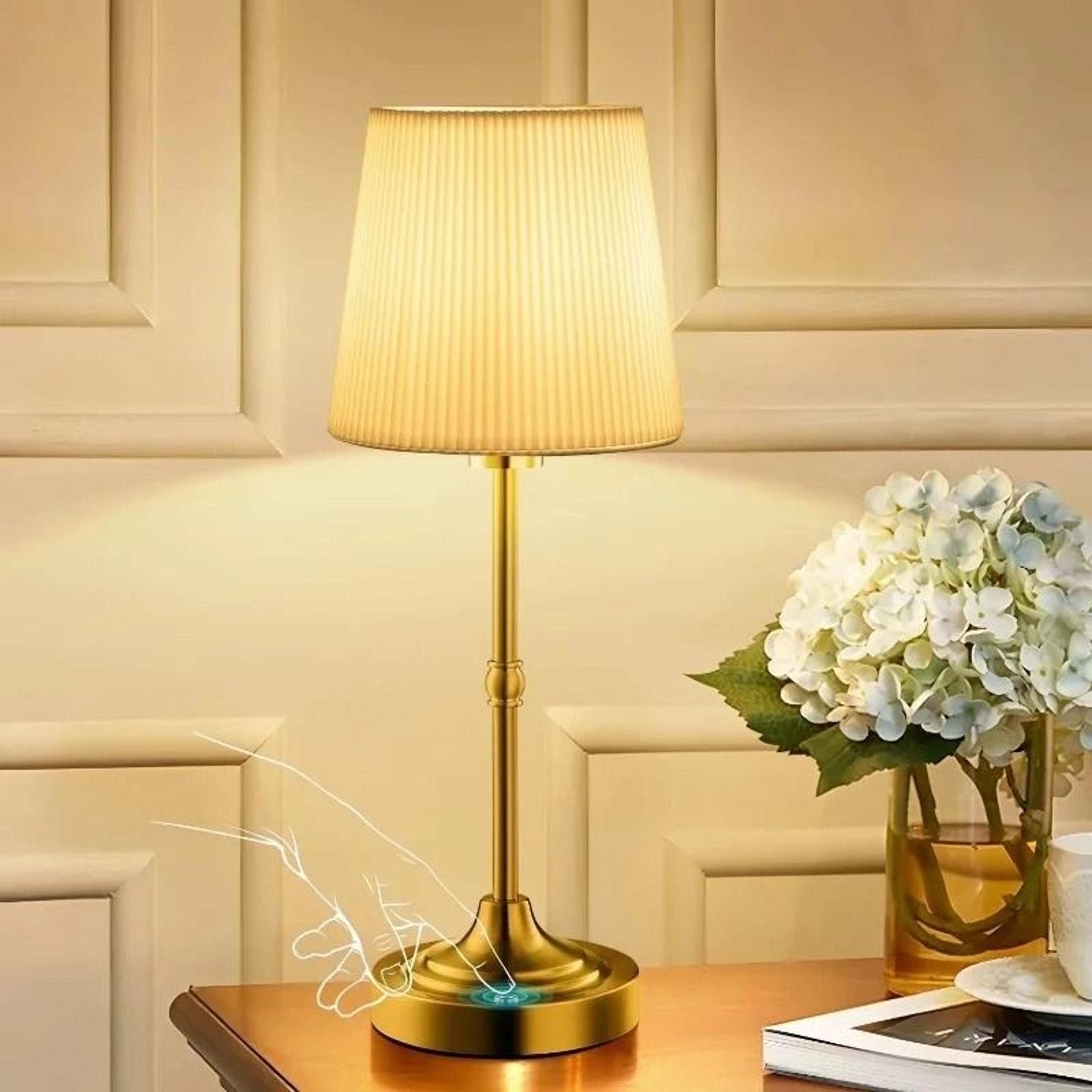 gold cordless rechargeable table lamp stepless dimming touch led night light for bar bedroom
