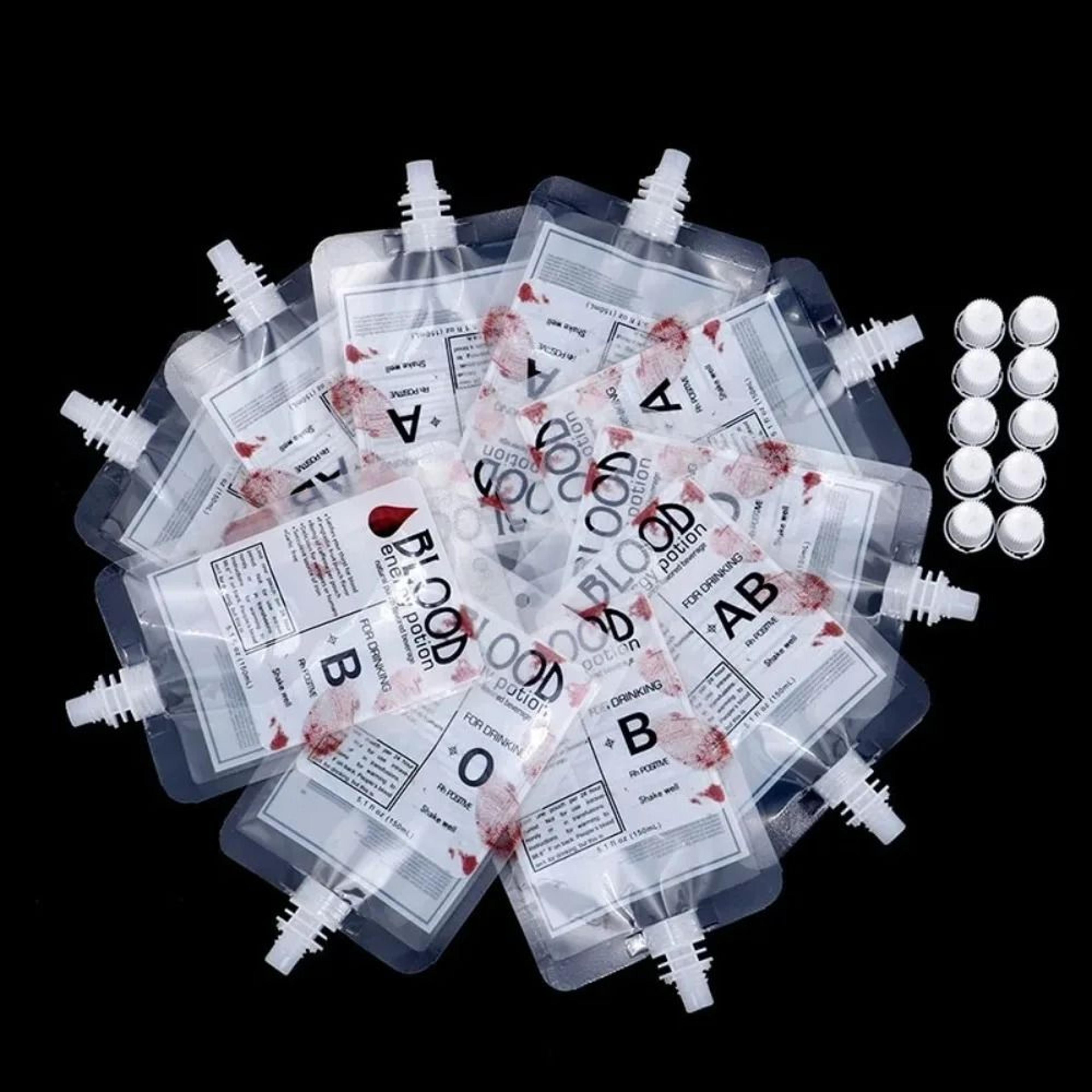 10pcs halloween vampire blood pouch drink bags cosplay beverage container set