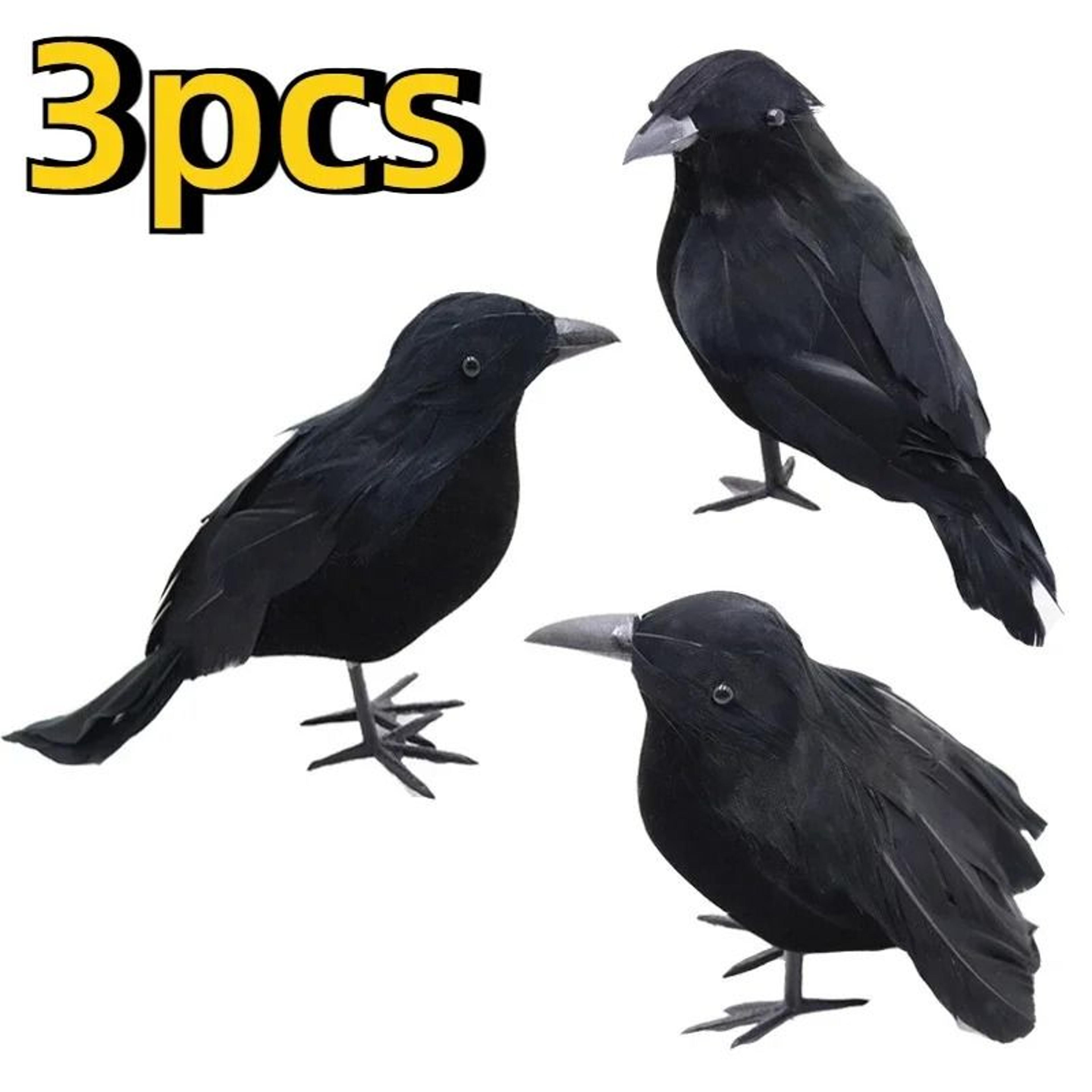 realistic artificial black crow feathered raven halloween party decor prop