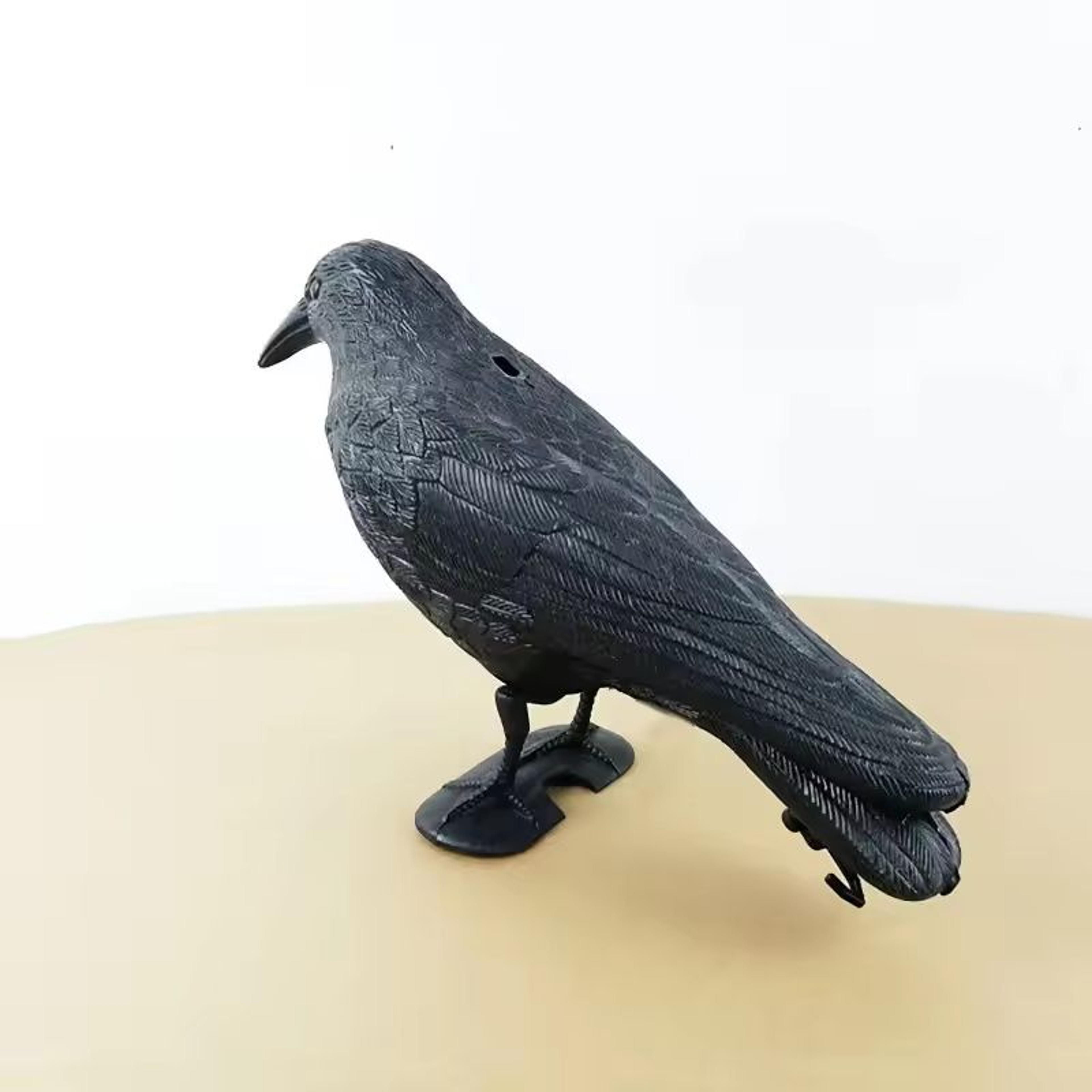 realistic black raven simulation crow fake bird repellent halloween prop