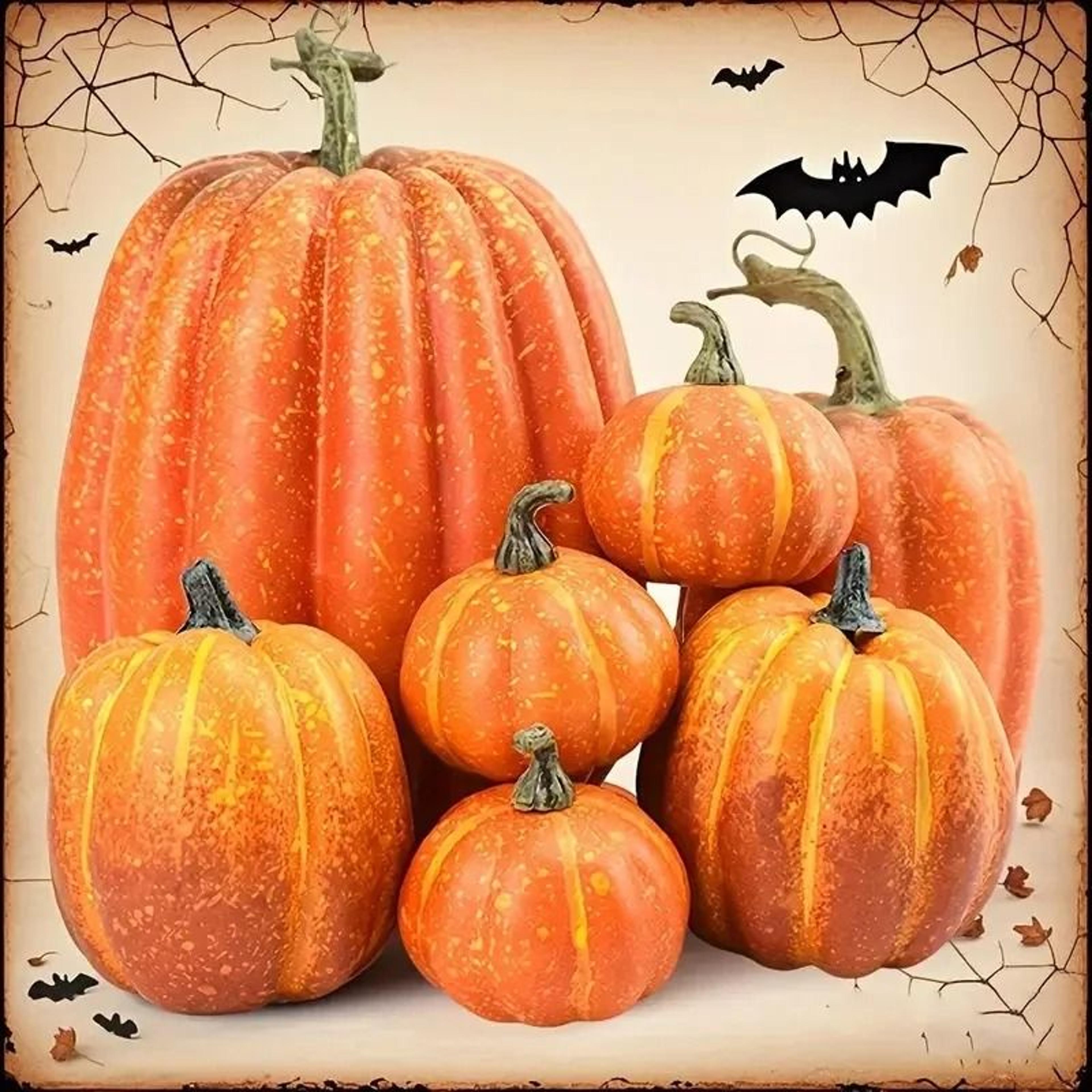 7-piece outdoor orange artificial foam pumpkin set autumn harvest decor