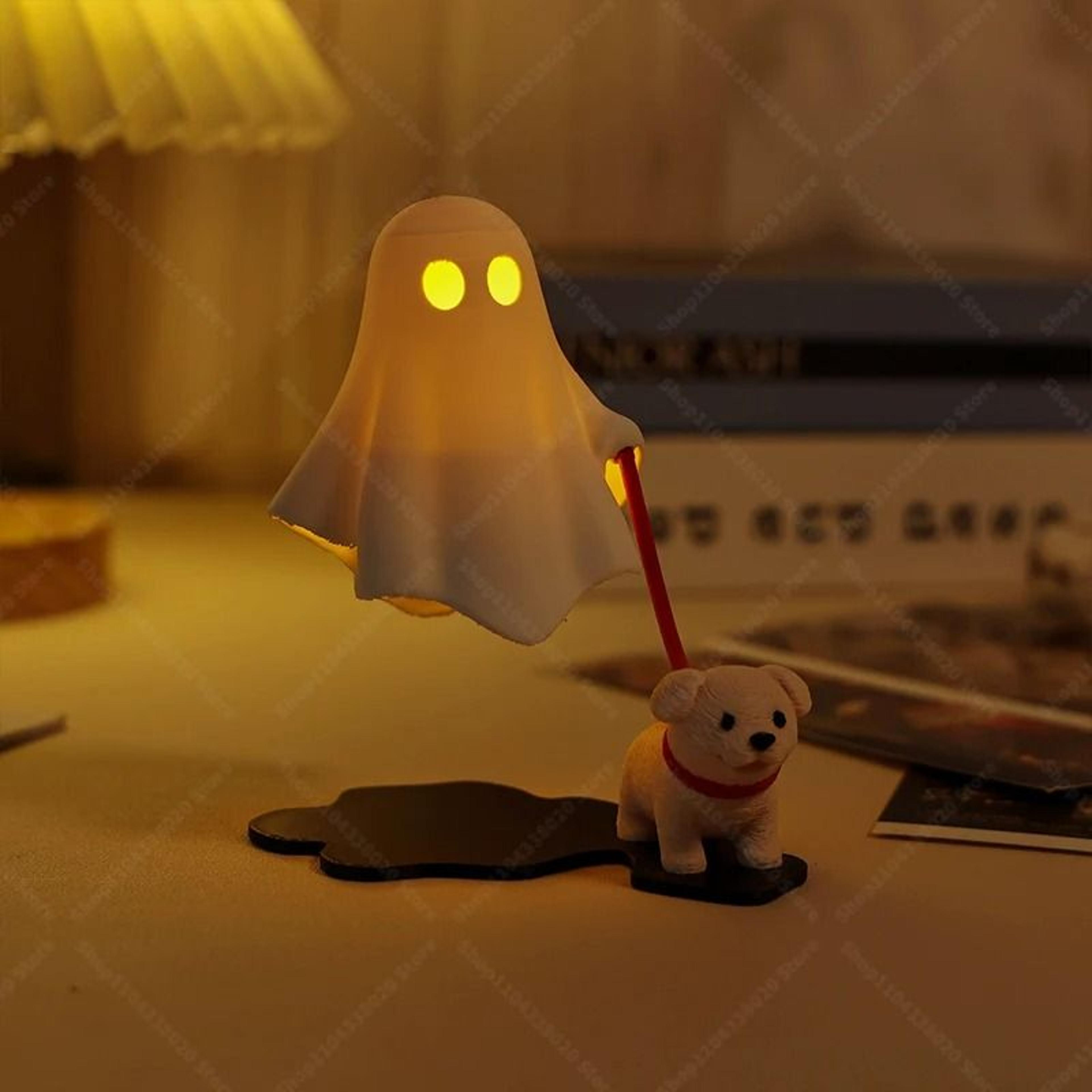 cute ghost & dog led night light – spooky halloween desk lamp & bedroom accent