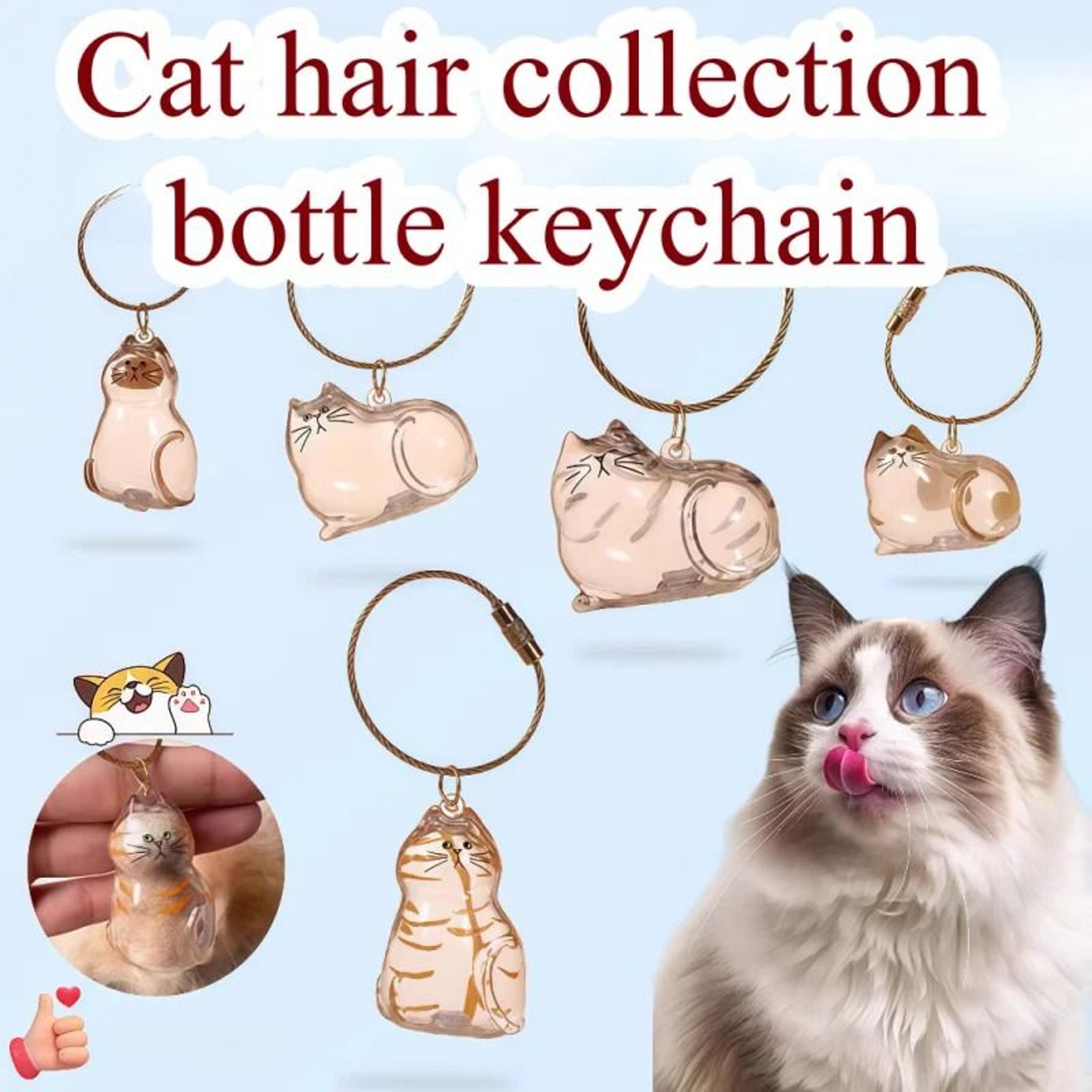 adorable transparent pet hair memorial keychain – diy cat & dog fur storage pendant