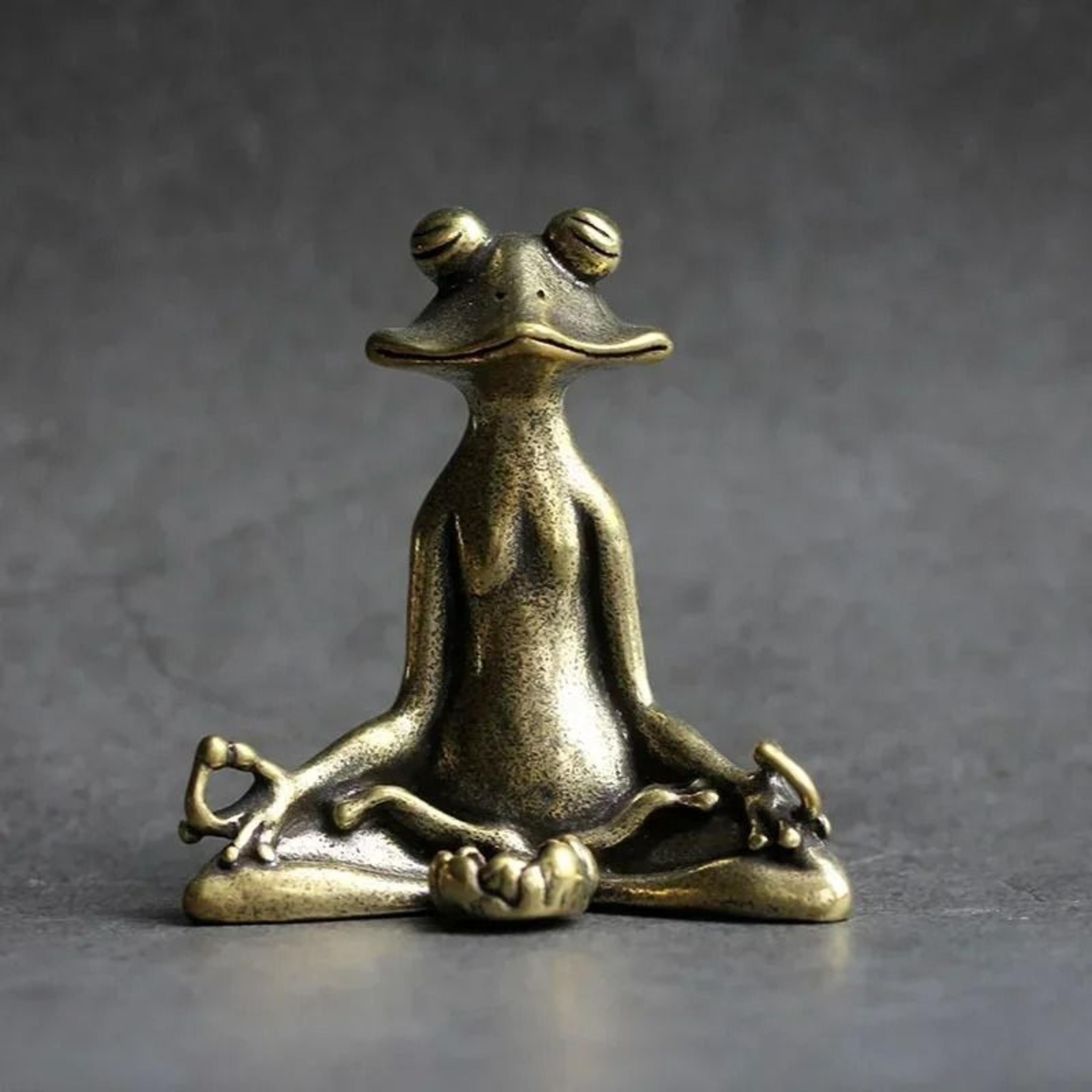 retro solid pure copper frog incense holder zen tea pet figurine home tea room office desk decor