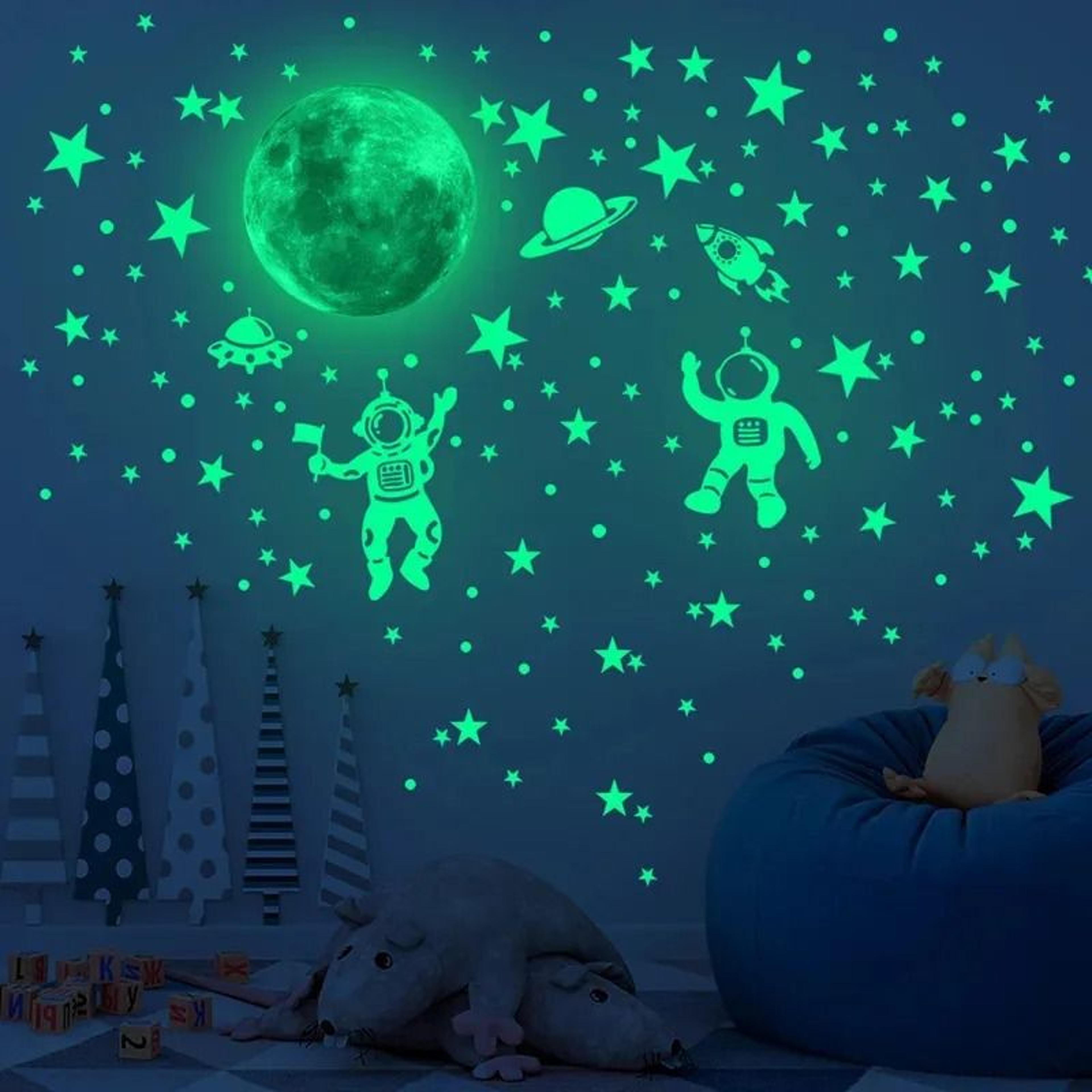 diy glow-in-the-dark star and moon wall decals pvc space stickers for kids bedroom home decor