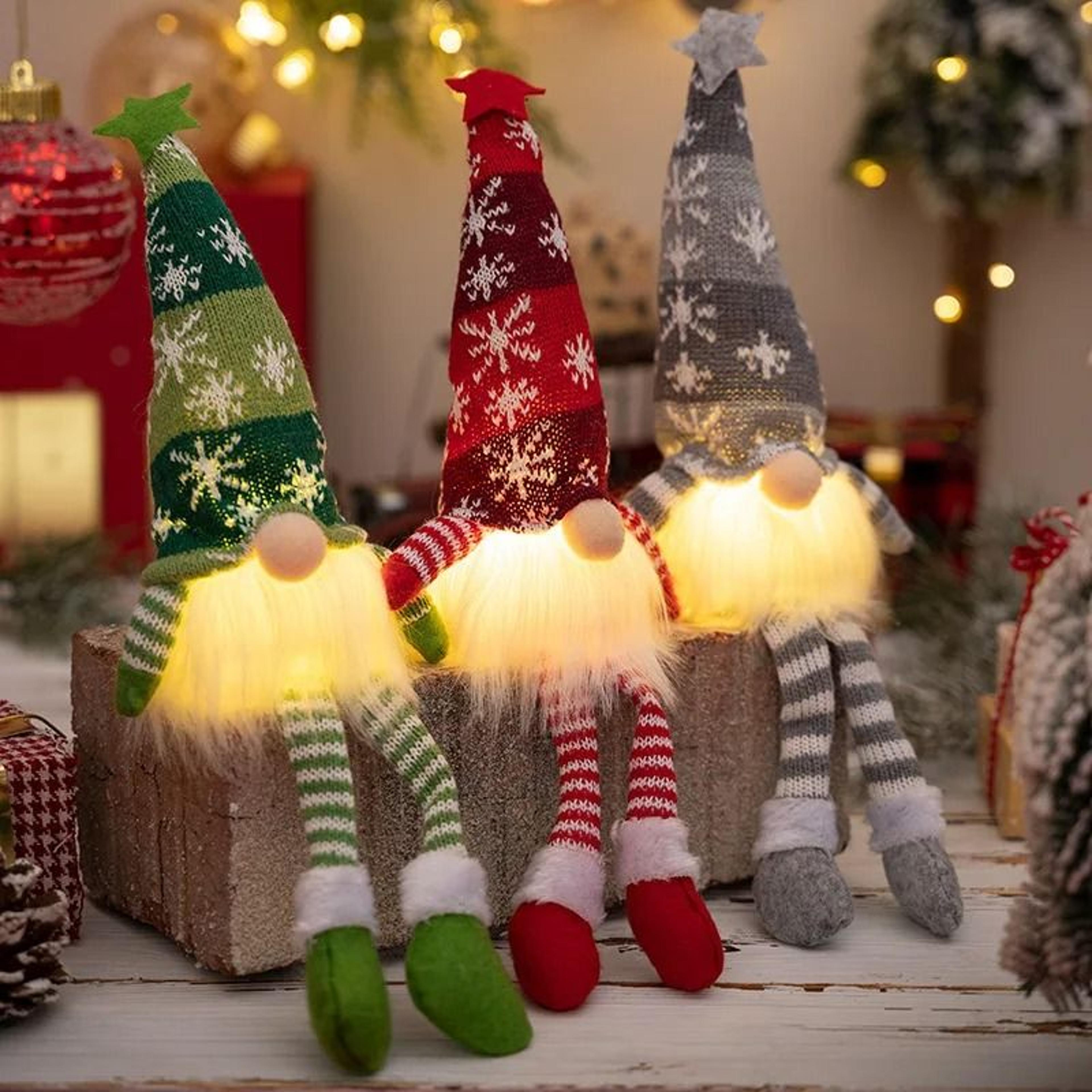 led faceless gnome doll with lights christmas elf plush ornament holiday tabletop home decor