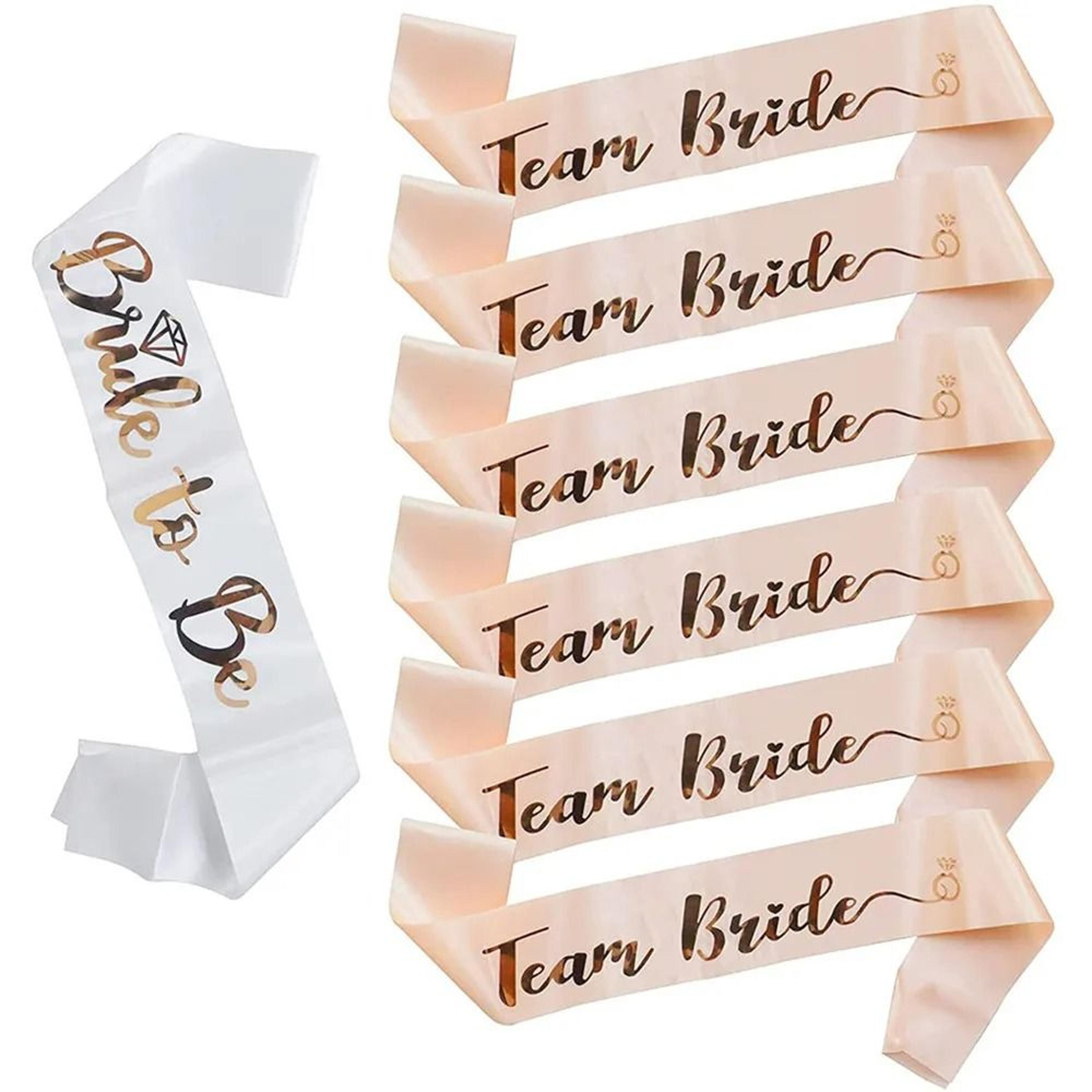 rose gold bride to be & team bride satin sash set bachelorette party & bridal shower decor