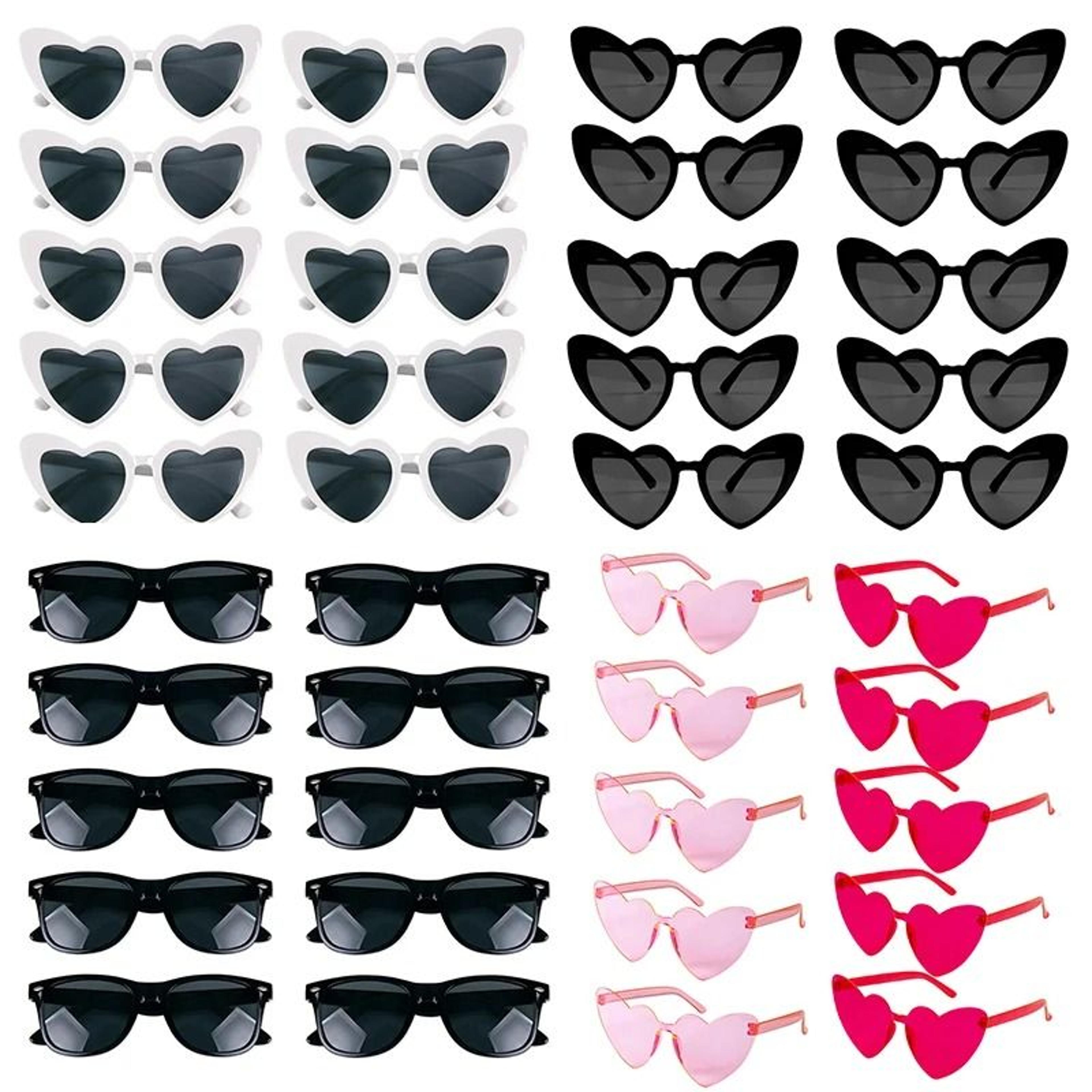 10-piece bachelorette party sunglasses set heart & square bridal shower photo prop glasses