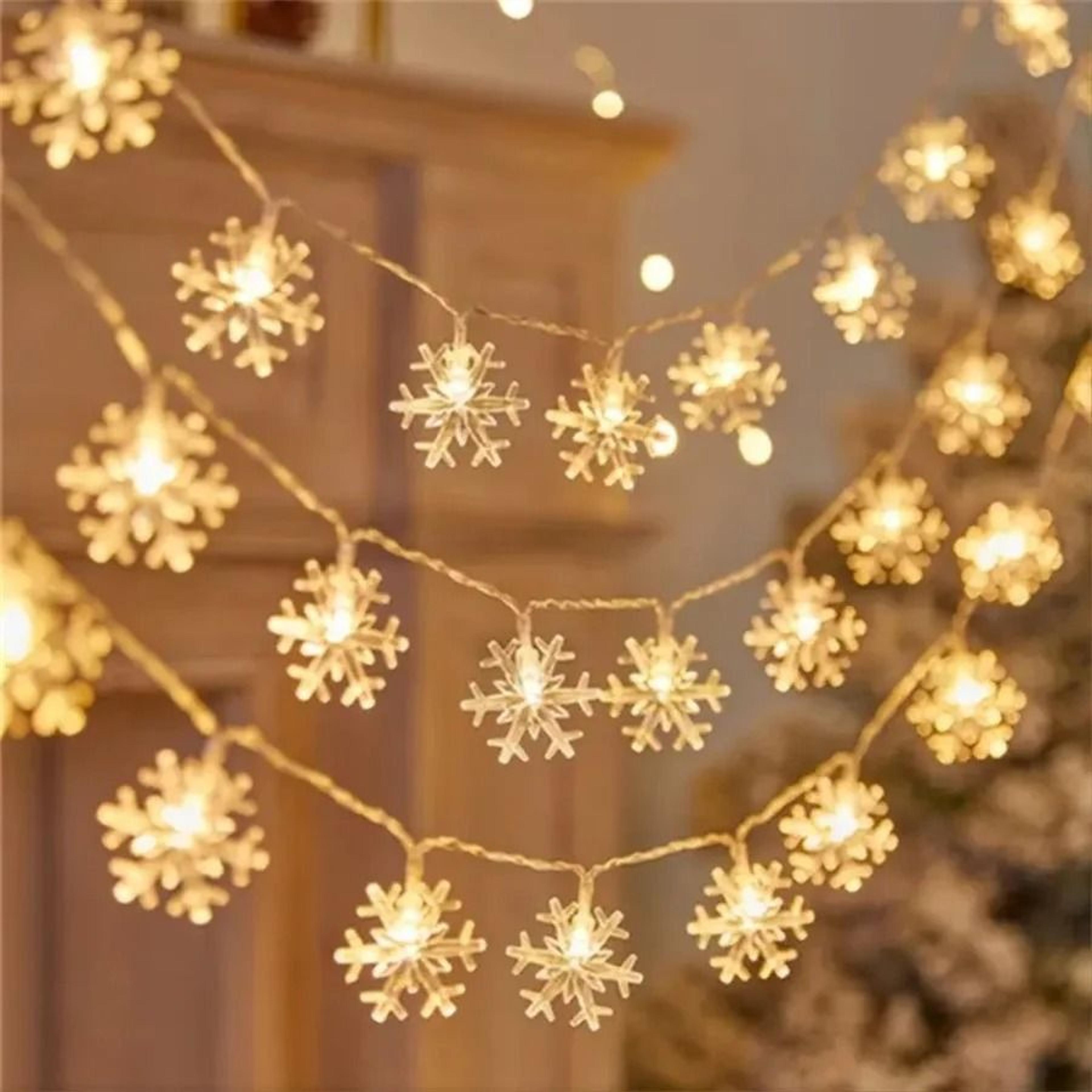 led snowflake string garland fairy lights usb & battery powered christmas tree decor