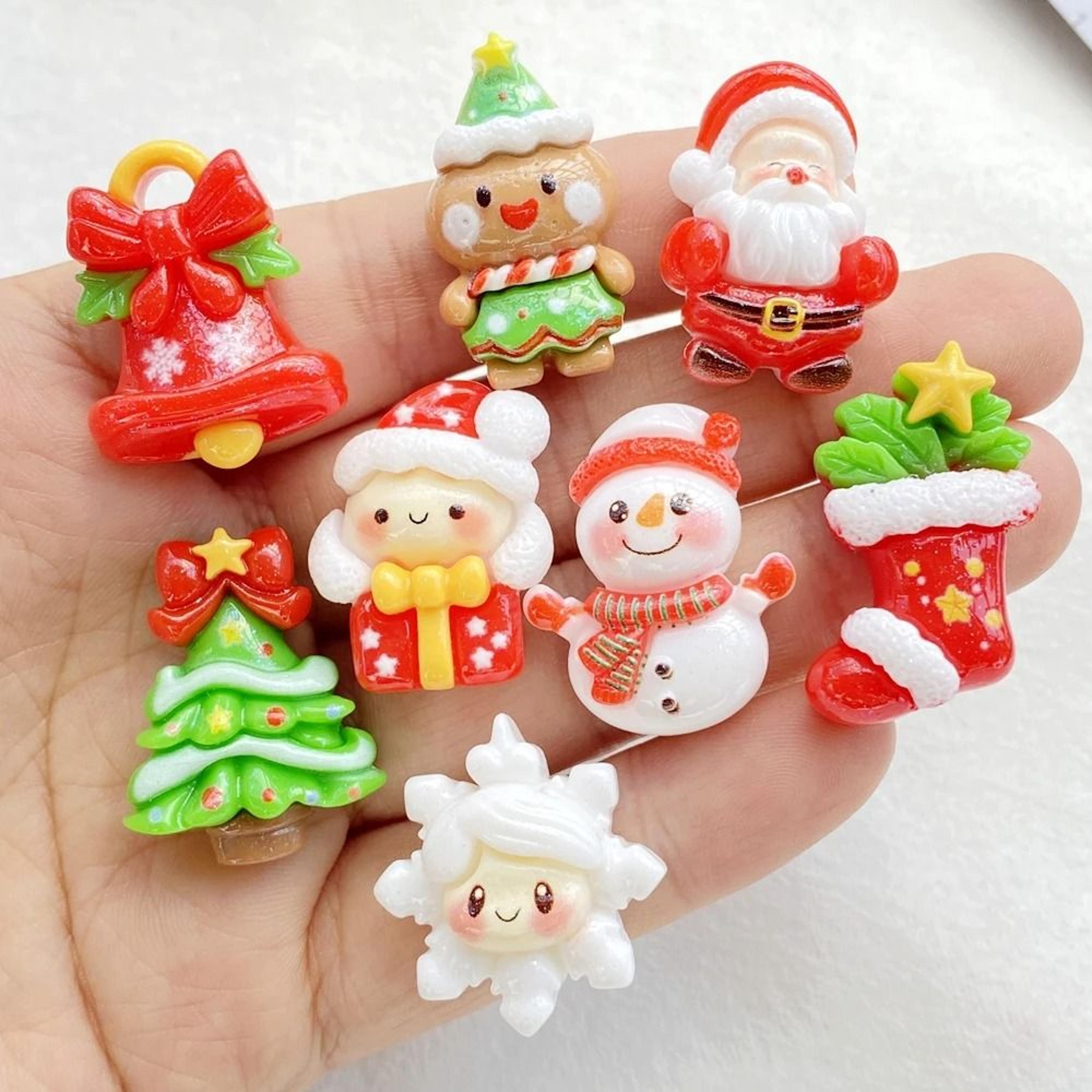 10pcs cute resin christmas flatback cabochons set for diy crafts & scrapbooking