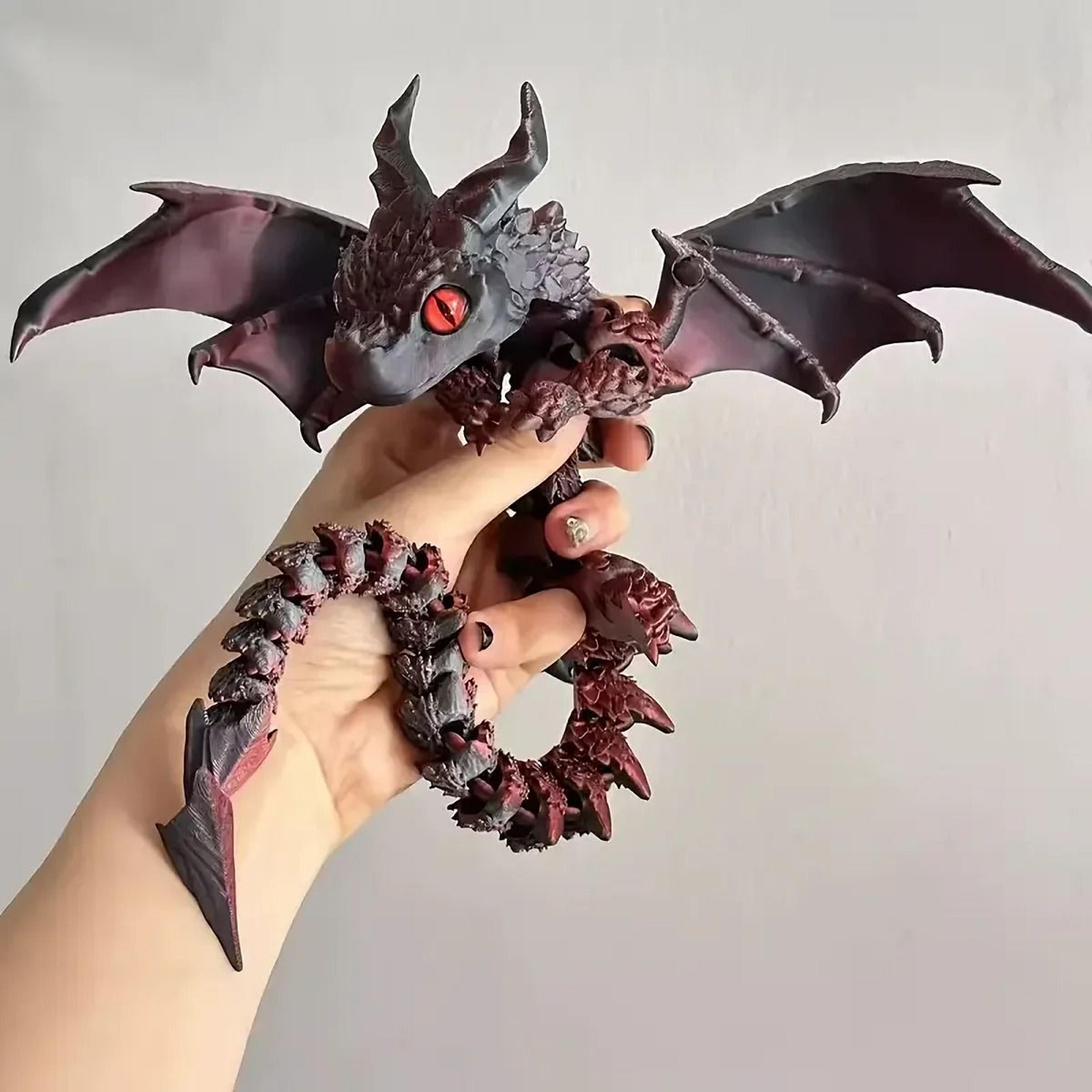 3d printed winged carriage dragon figurine 22cm art deco resin sculpture with unique expression eyes