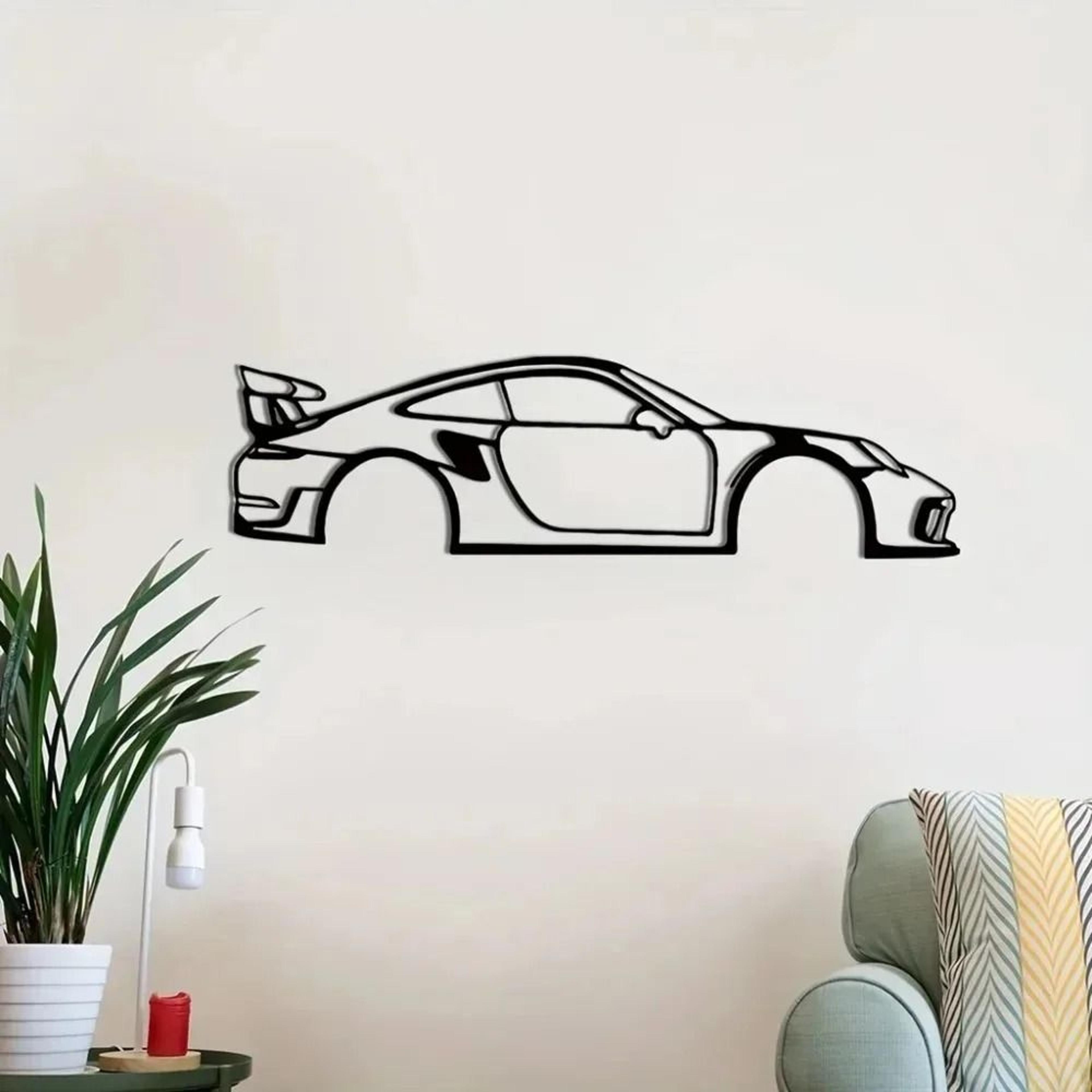 helloyoung metal racing car wall art durable sports vehicle silhouette decor for kids room