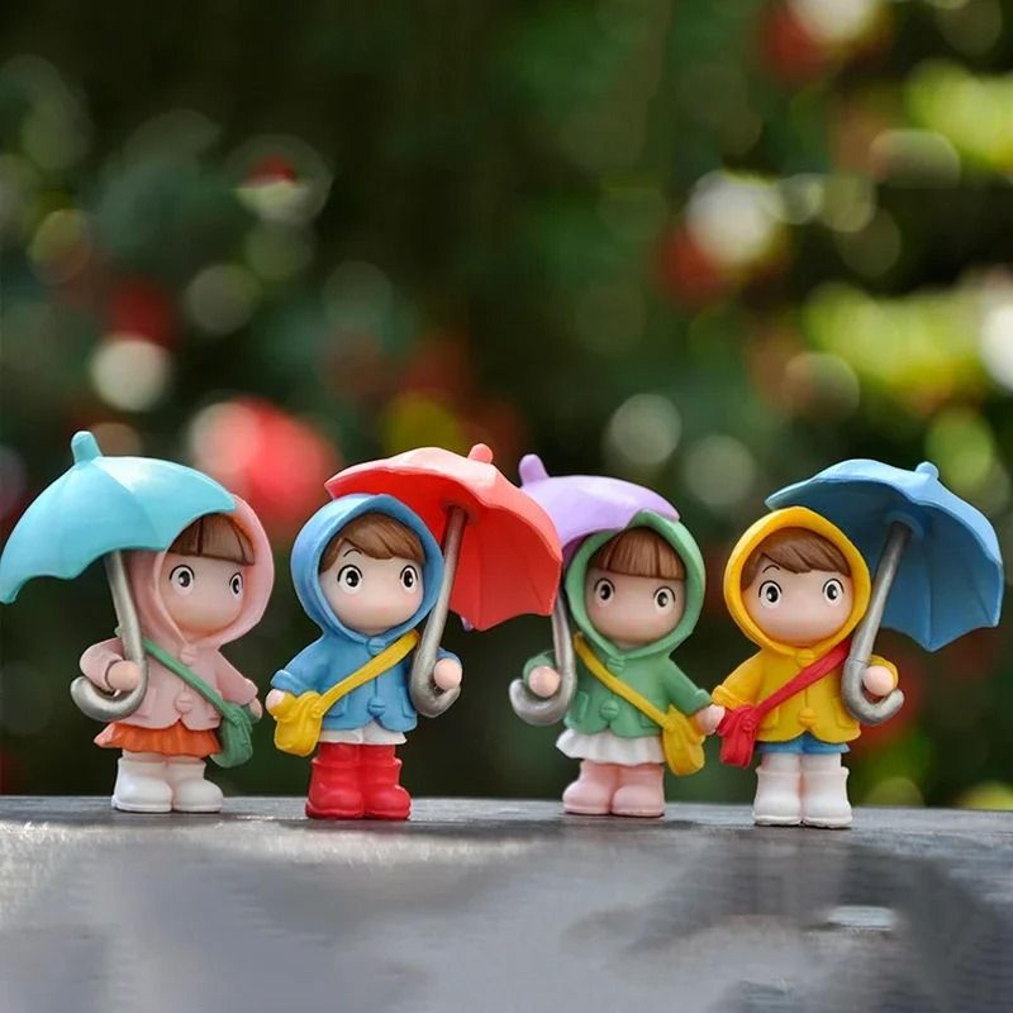 4pcs cute umbrella couple car interior decoration figures & rearview mirror ornaments