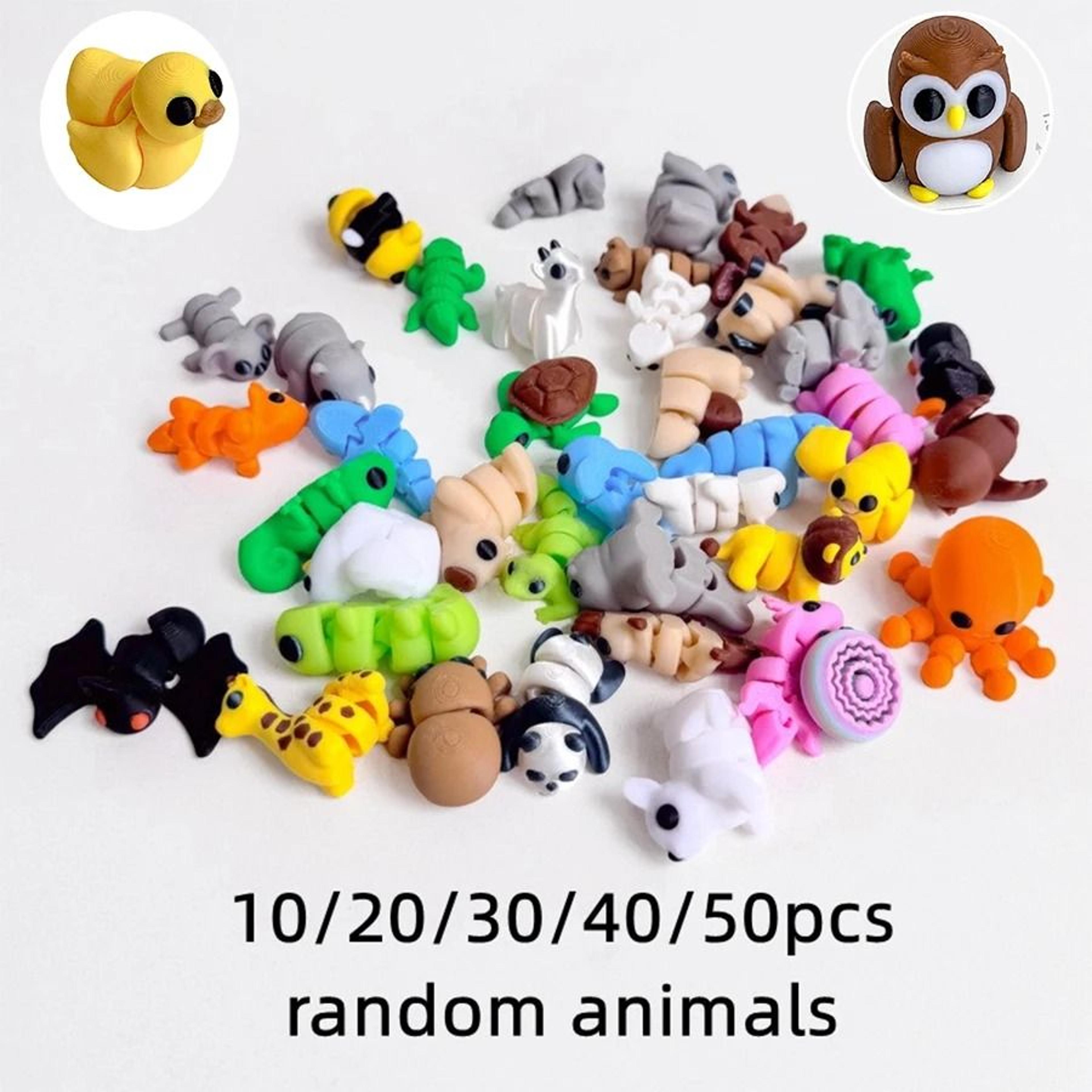 10/50pcs 3d printed mini animal model figurines joint movable desktop ornaments