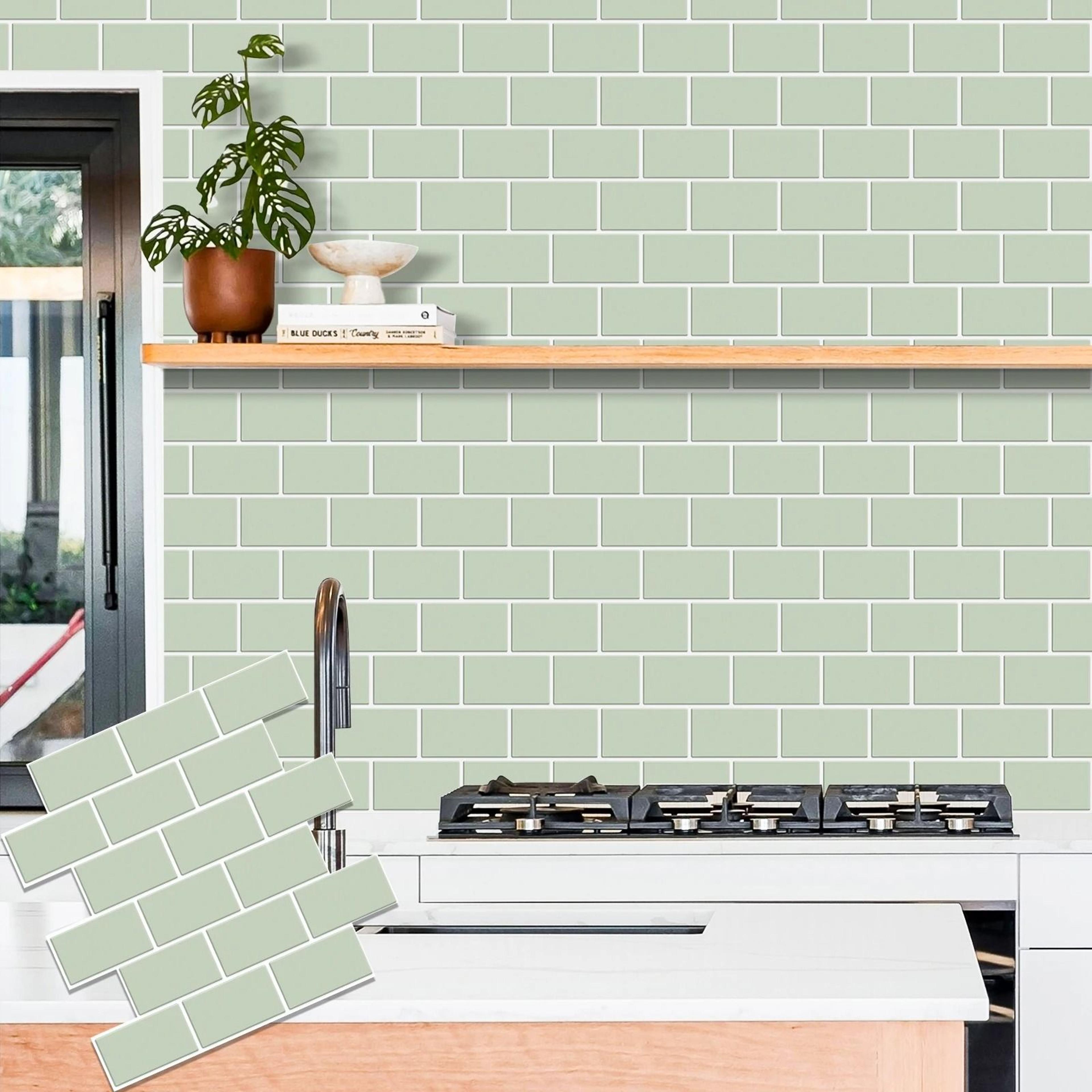 5-piece 3d subway tile peel & stick thicker backsplash wallpaper for kitchen & rv decor