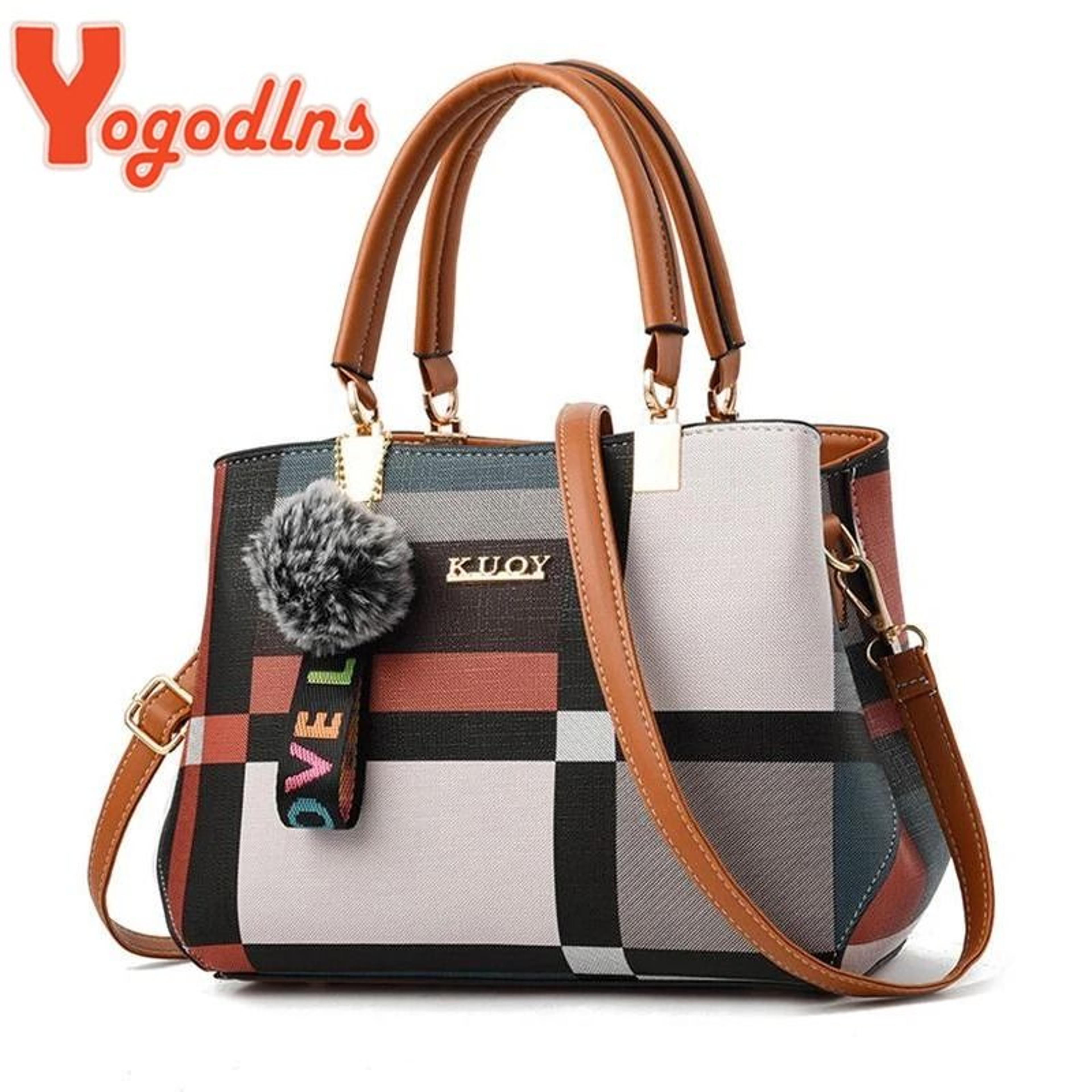 yogodlns women's plaid stitching luxury messenger shoulder bag & tote