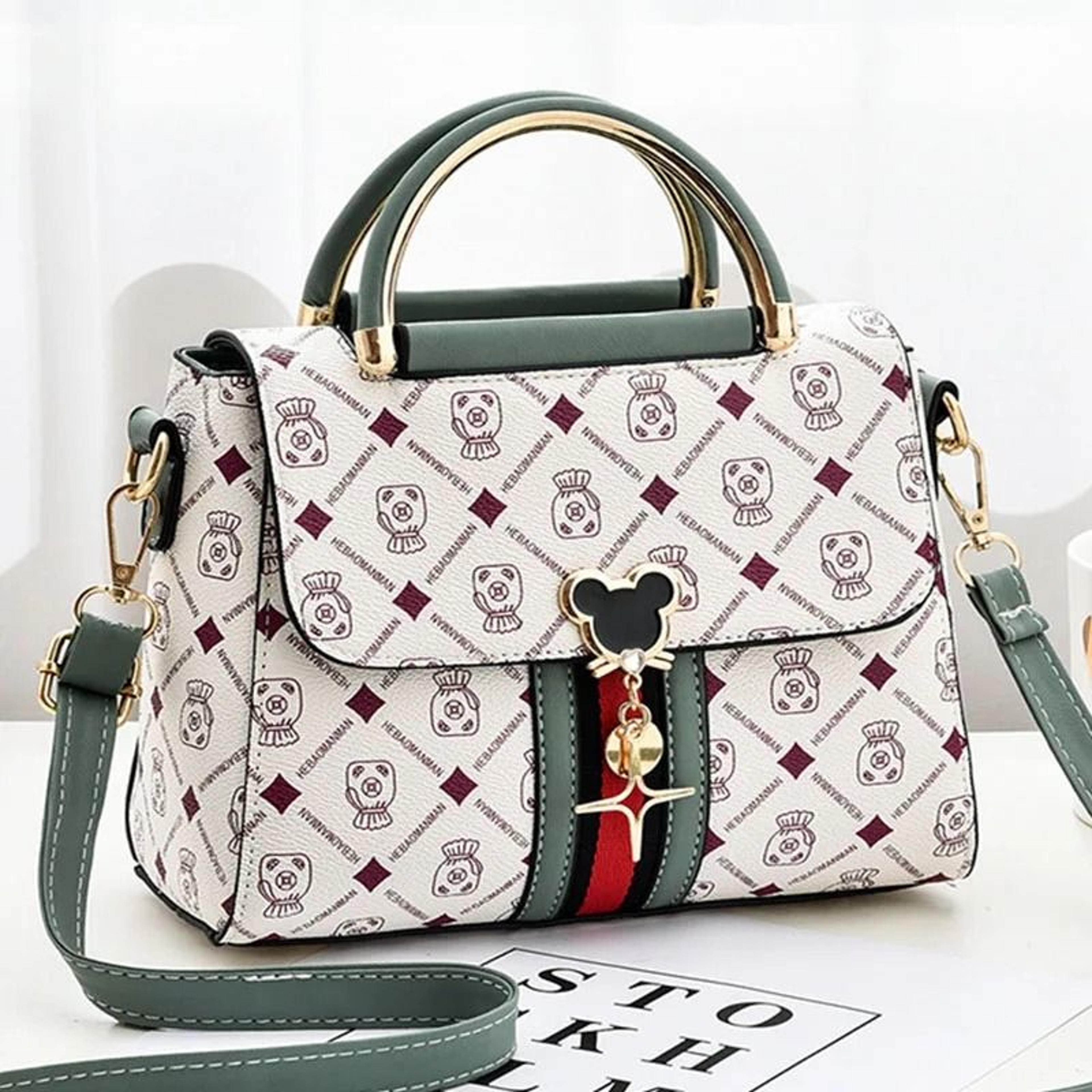 womens monogram printed leather shoulder tote designer crossbody handbag