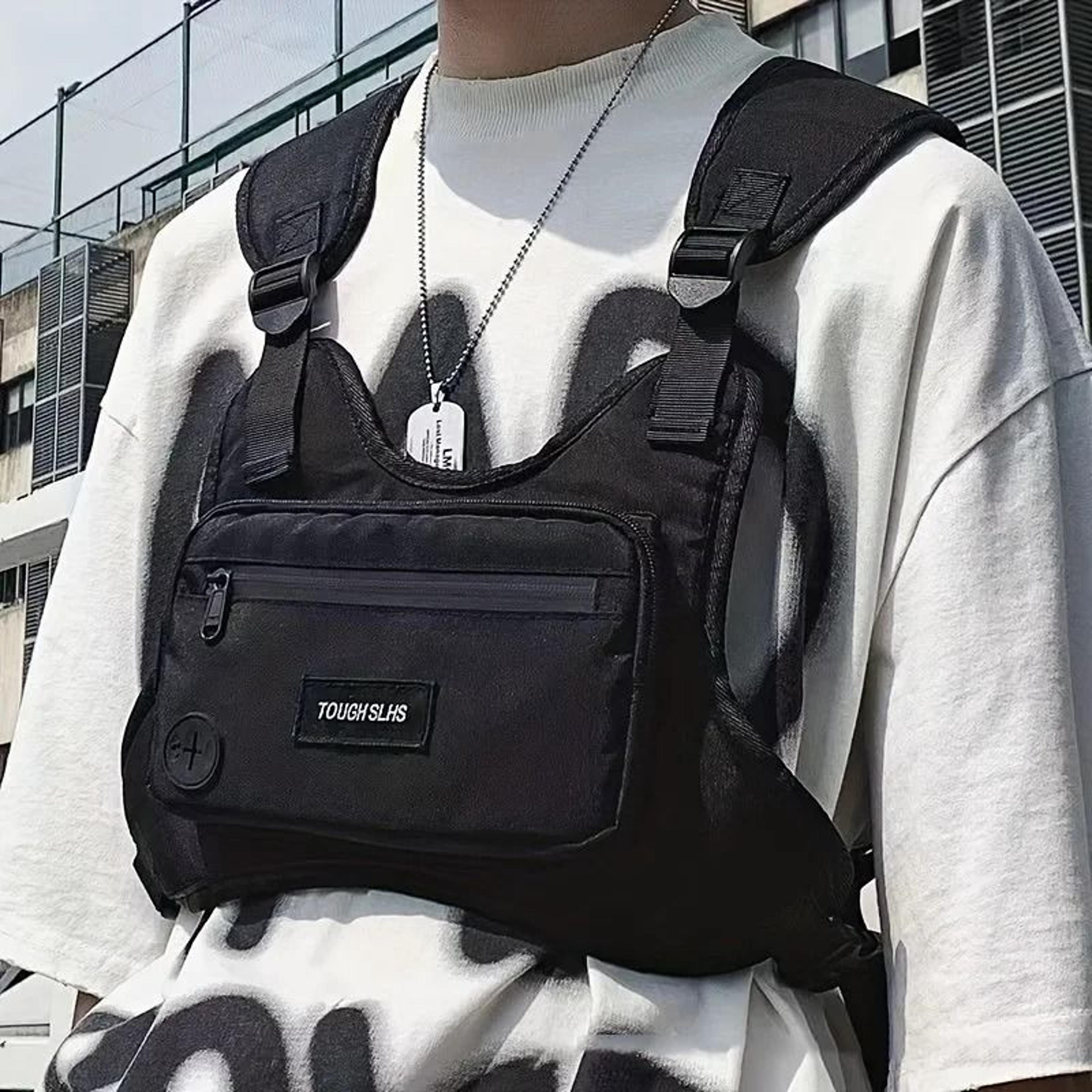 mens tactical vest chest rig bag streetwear hip hop utility rig pack