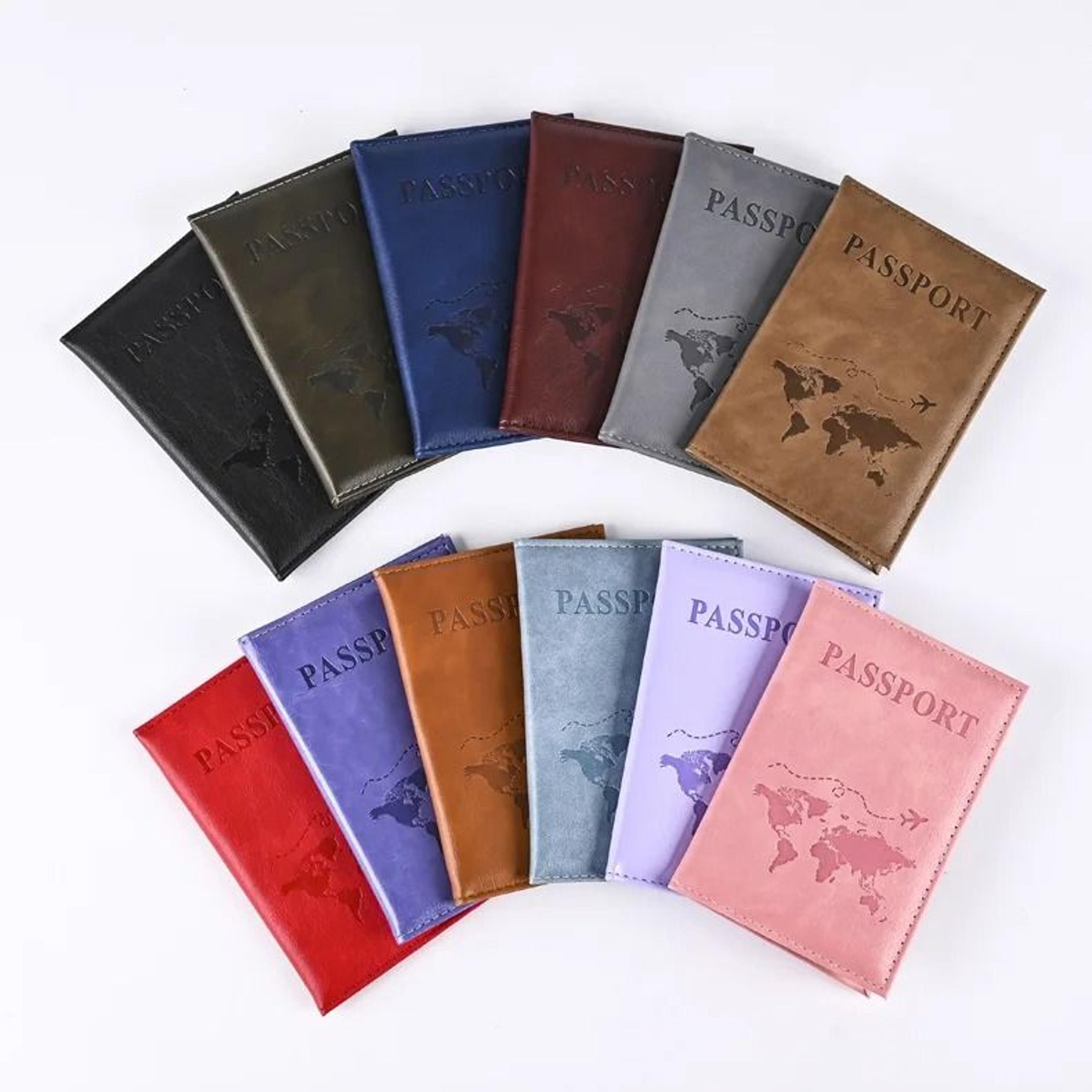colorful pu leather passport cover holder & travel id credit card organizer case