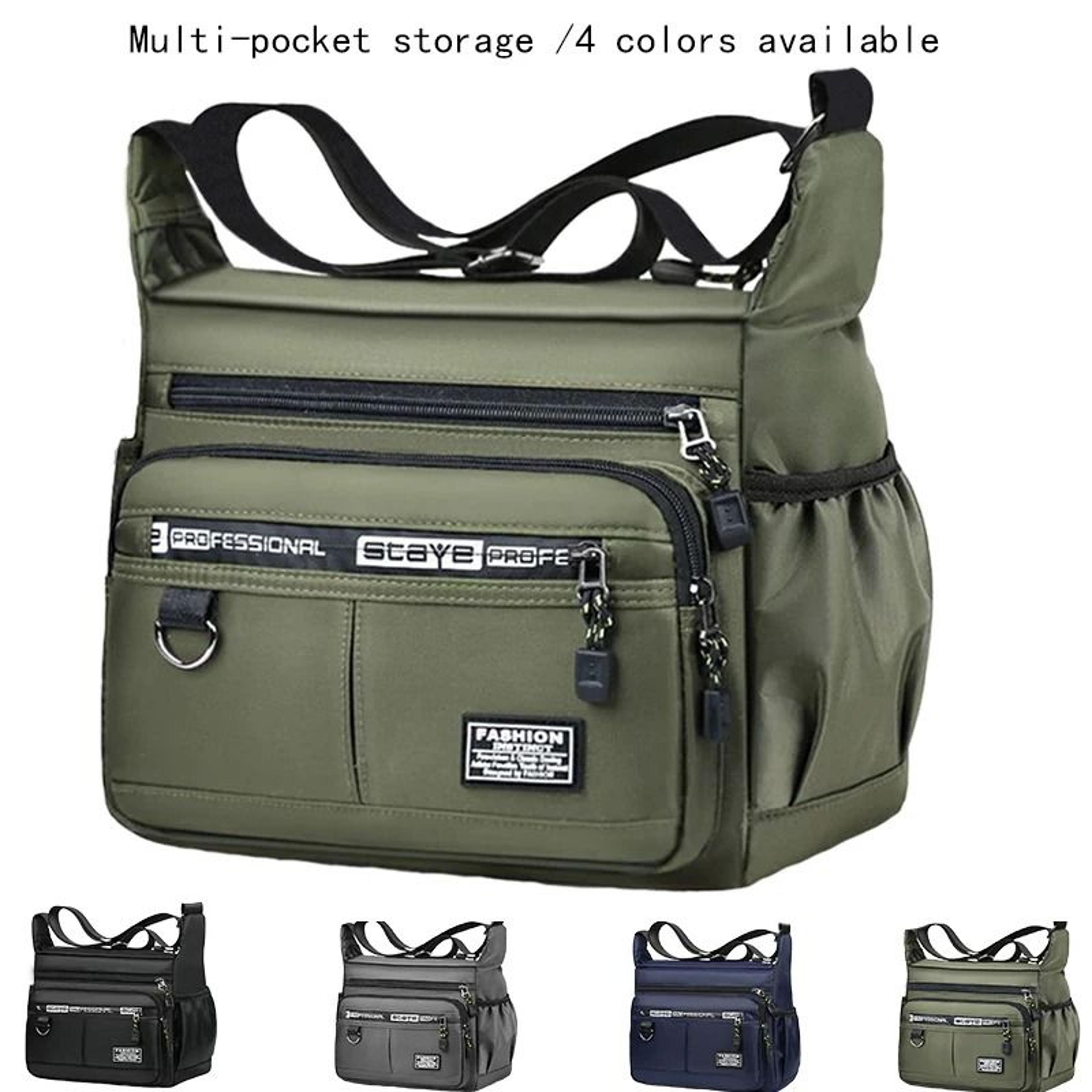 men's business crossbody bag multi-layered messenger bag for work & travel