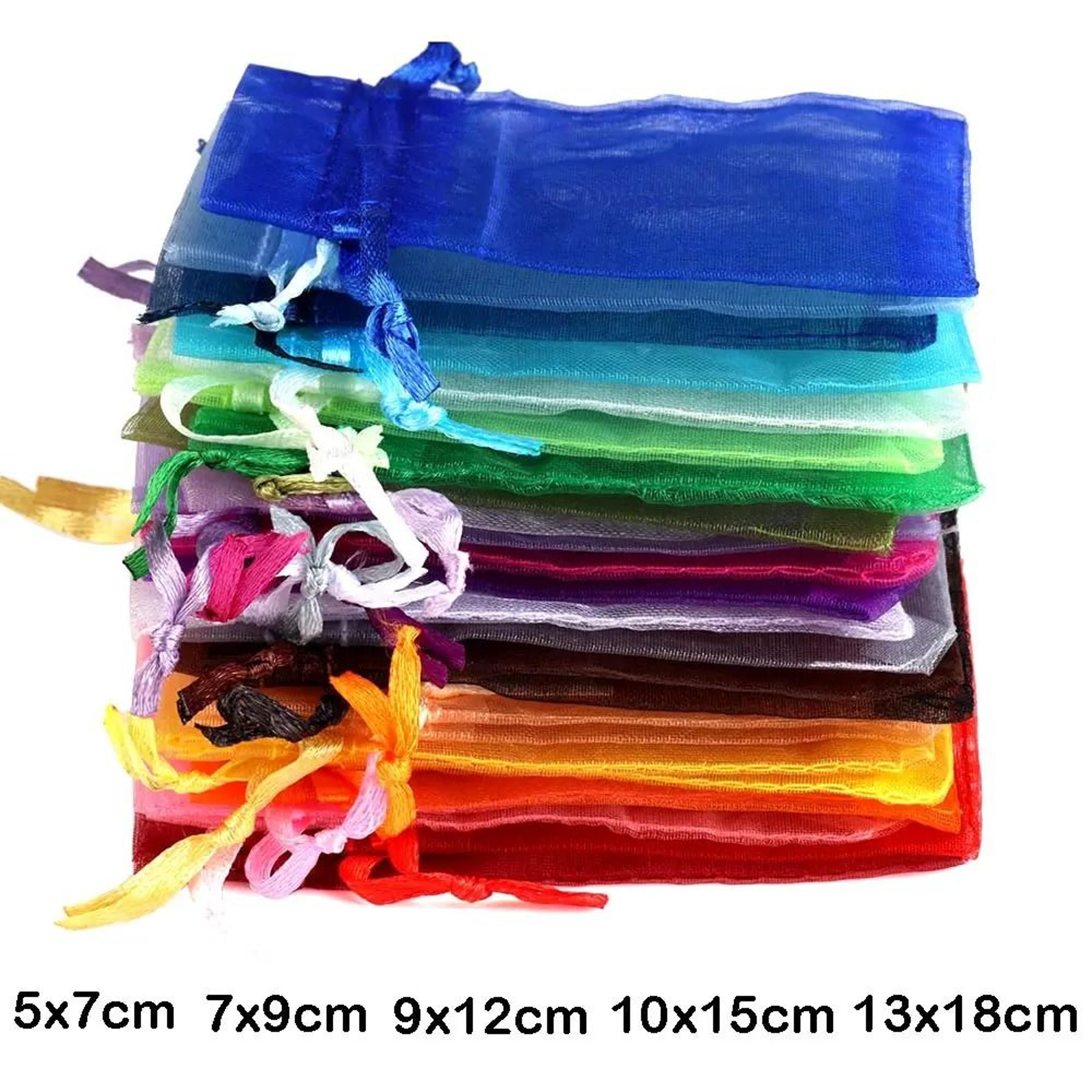 colorful drawstring organza gift bags set for wedding favors & jewelry packaging