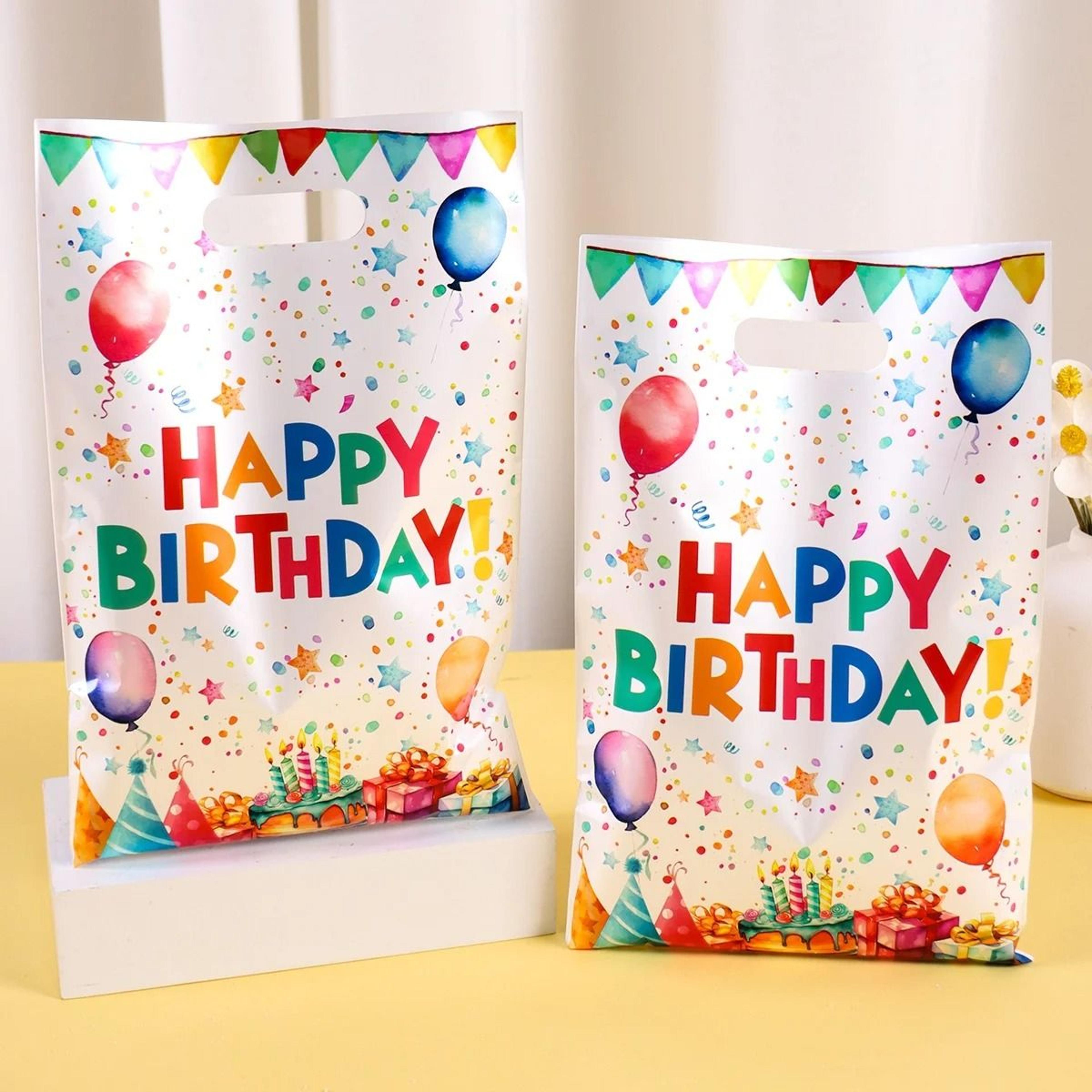 happy birthday gift bags set colorful balloon pattern plastic party favor tote bags