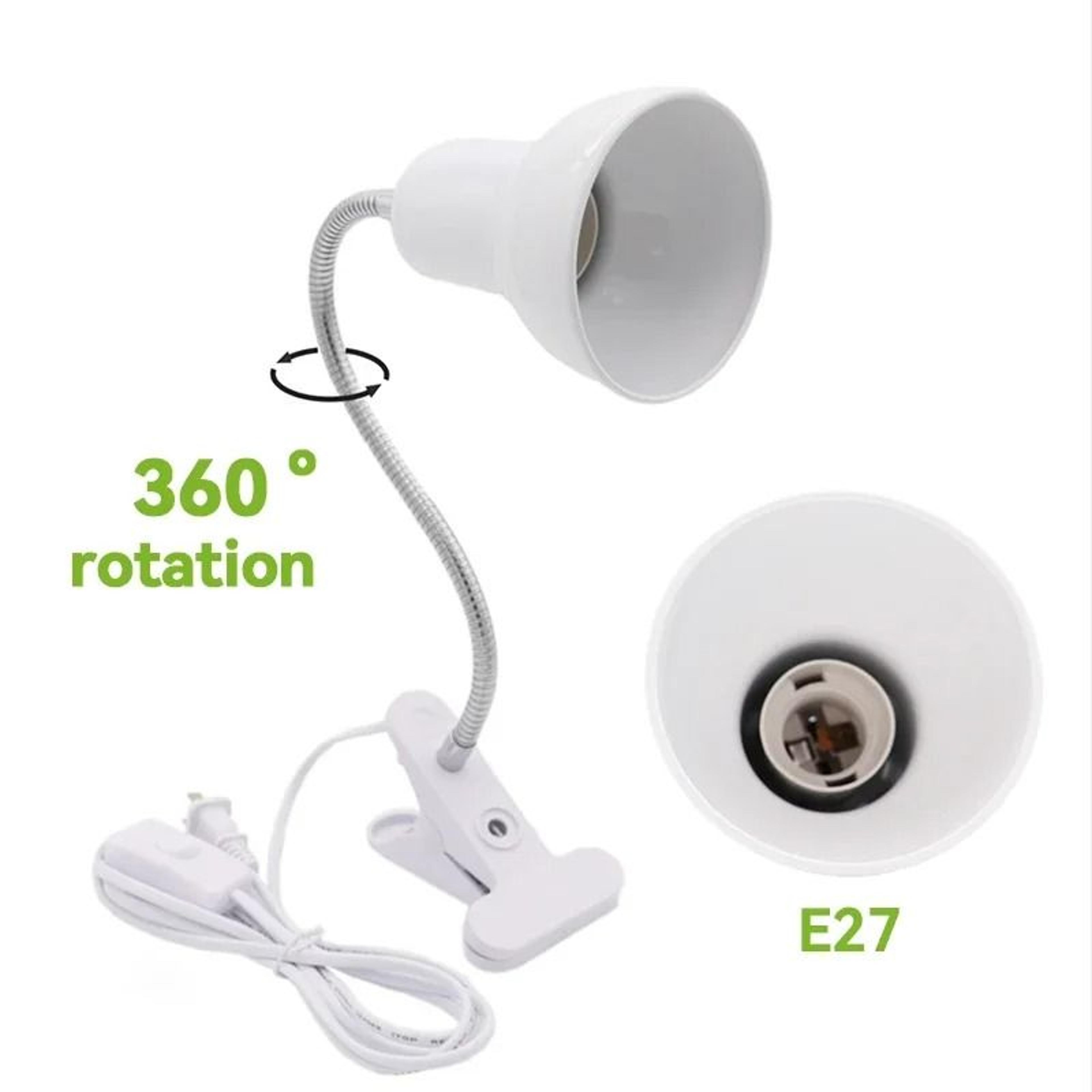 e27 screw base clip-on desk lamp flexible gooseneck clamp light for bedside & workstation